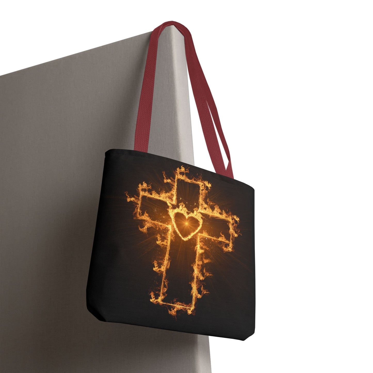 Stylish Flame Cross Tote Bag - Faith-Inspired Fashion