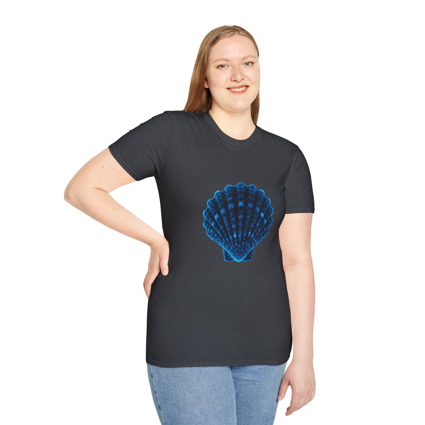 Geometric Digital Shell T‑Shirt • Nature Inspired Graphic Tee • Cottagecore, Y2K Nostalgia, Bold Minimalist Women & Men Gift