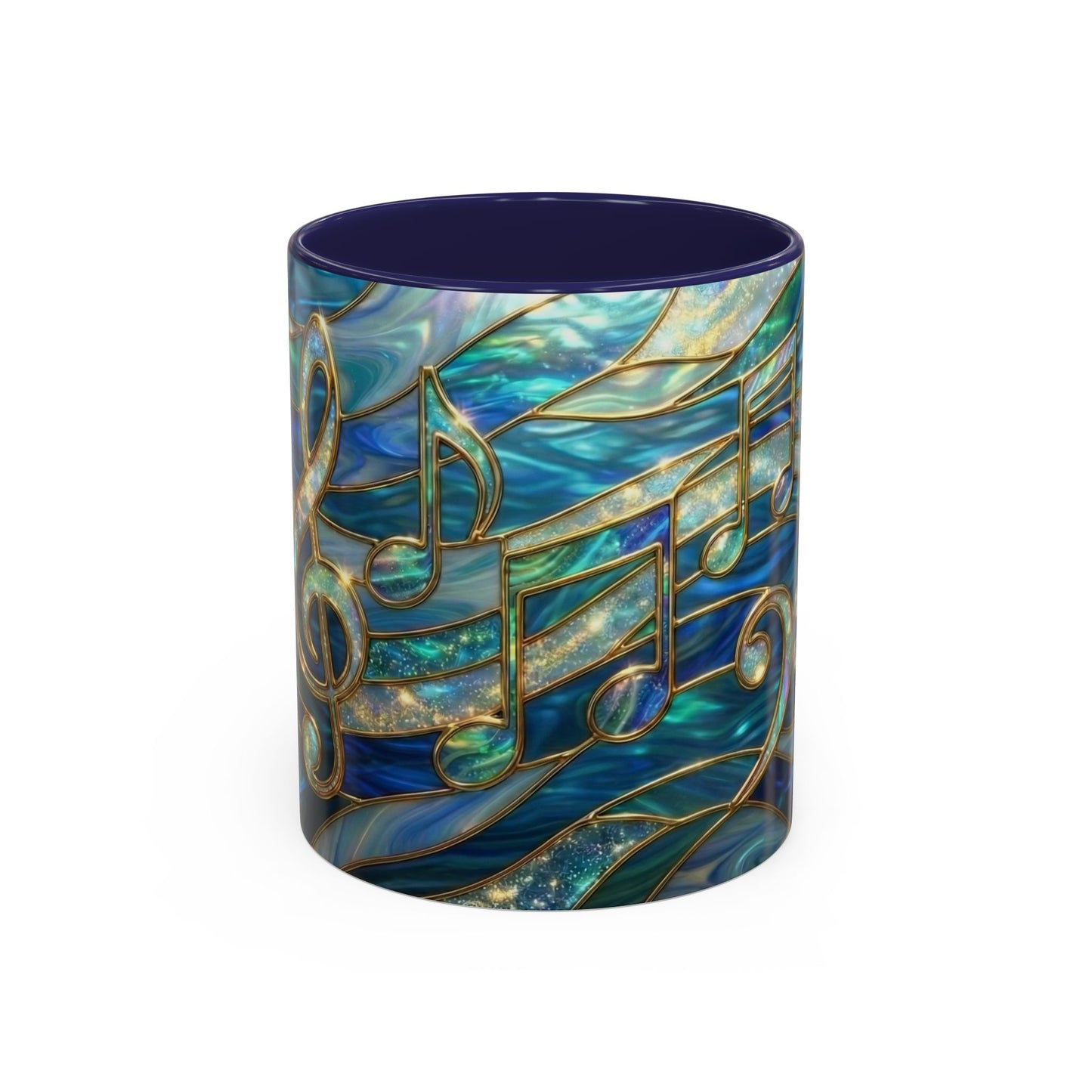 Music Notes Mug, Music Lover Coffee Cup, Stained Glass Music Mug, Musician Gift, Piano Teacher Mug, Aesthetic Music Cup