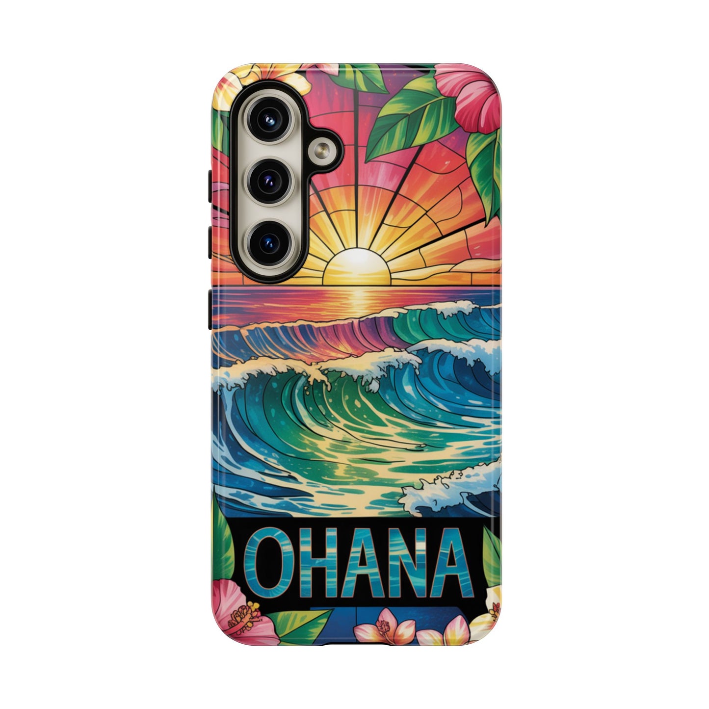 Samsung Galaxy Case Ohana Hawaiian Wave Phone Cover Sunset Tropical Beach Art Protective Case Gift for Samsung Lovers