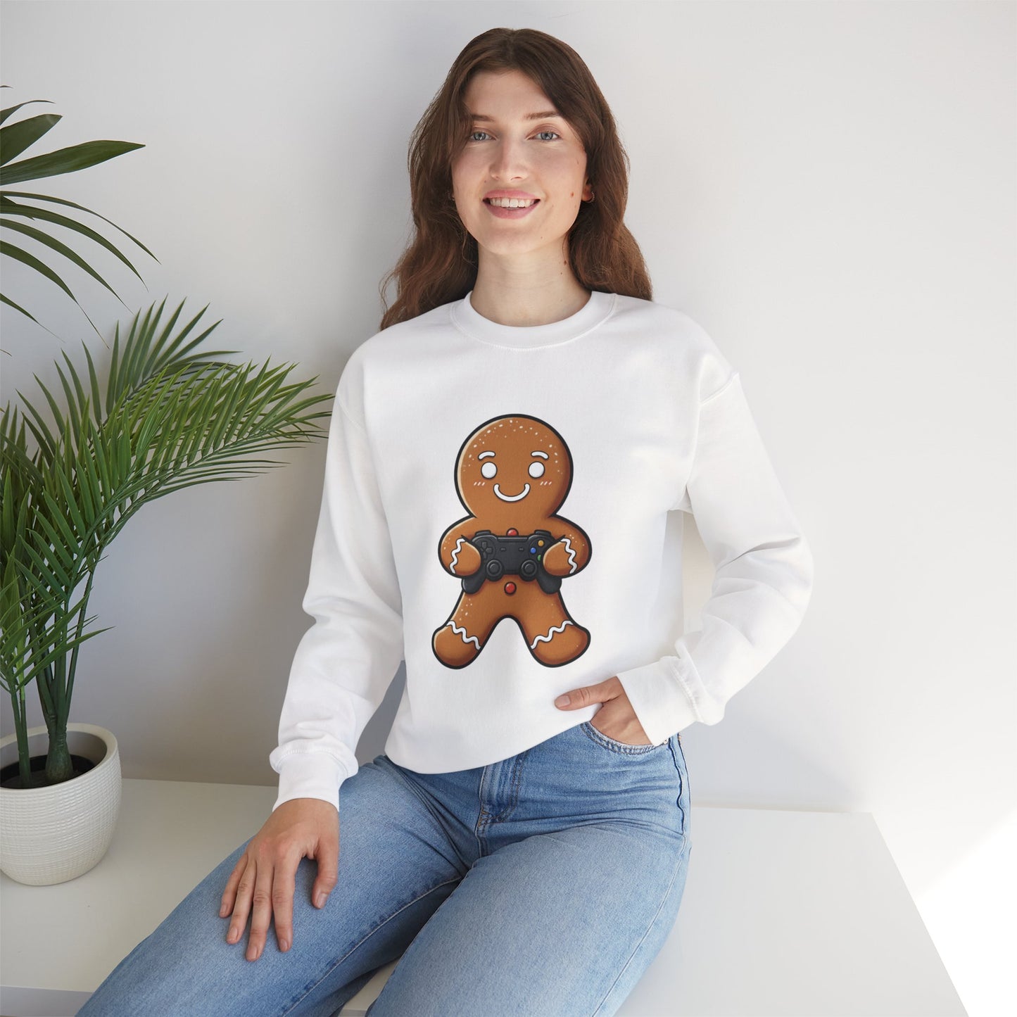 Gamer Gingerbread Sweatshirt | Funny Christmas Sweater | Cute Holiday Crewneck for Gamers | Cozy Unisex Winter Gift