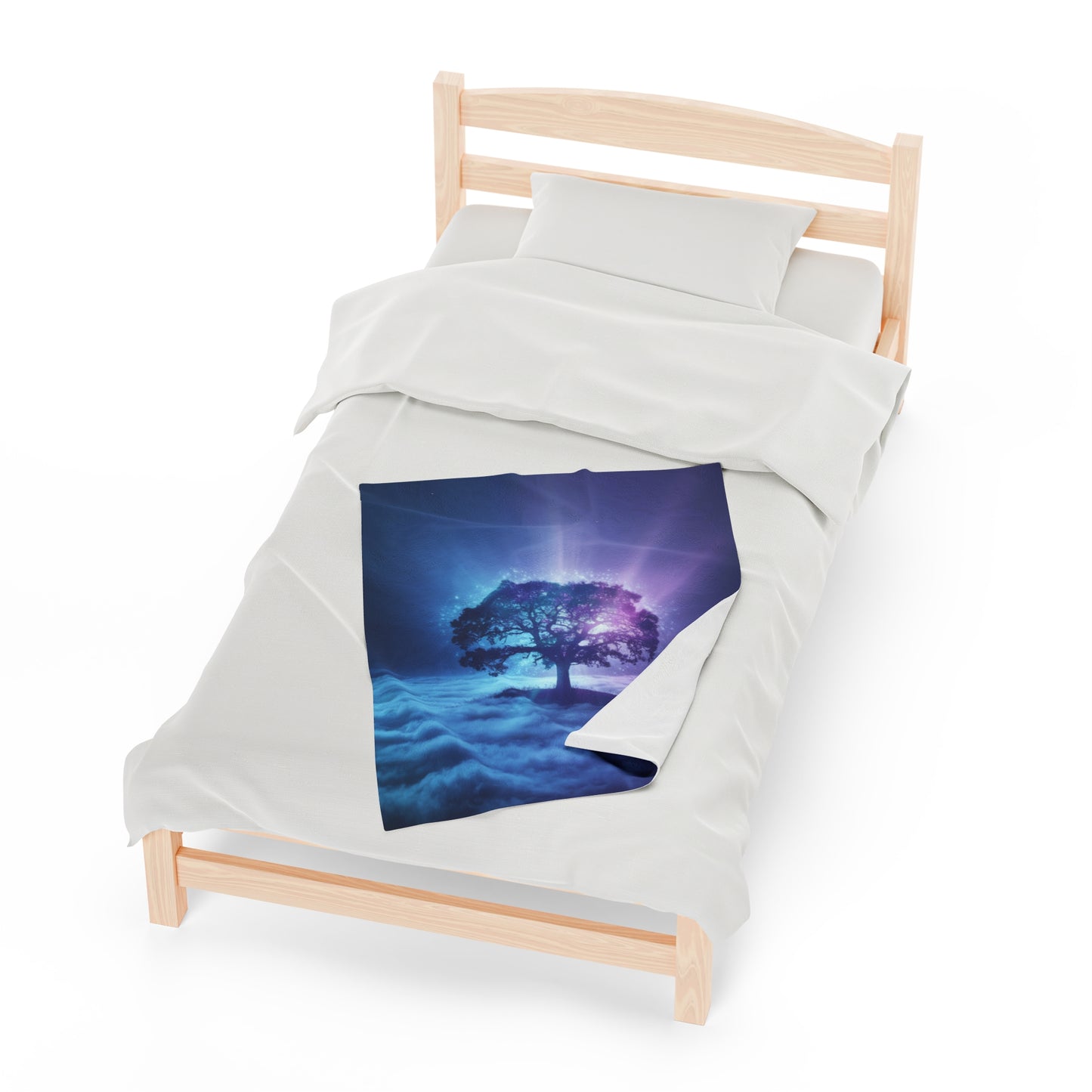 Plush Blanket Dreamy Tree in the Clouds Design