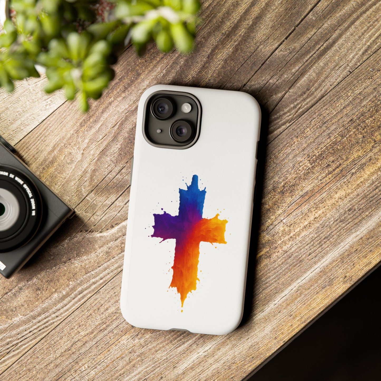 Christian iPhone Case – Watercolor Cross Phone Cover, Faith Gift for Her or Him, Inspirational iPhone Accessory