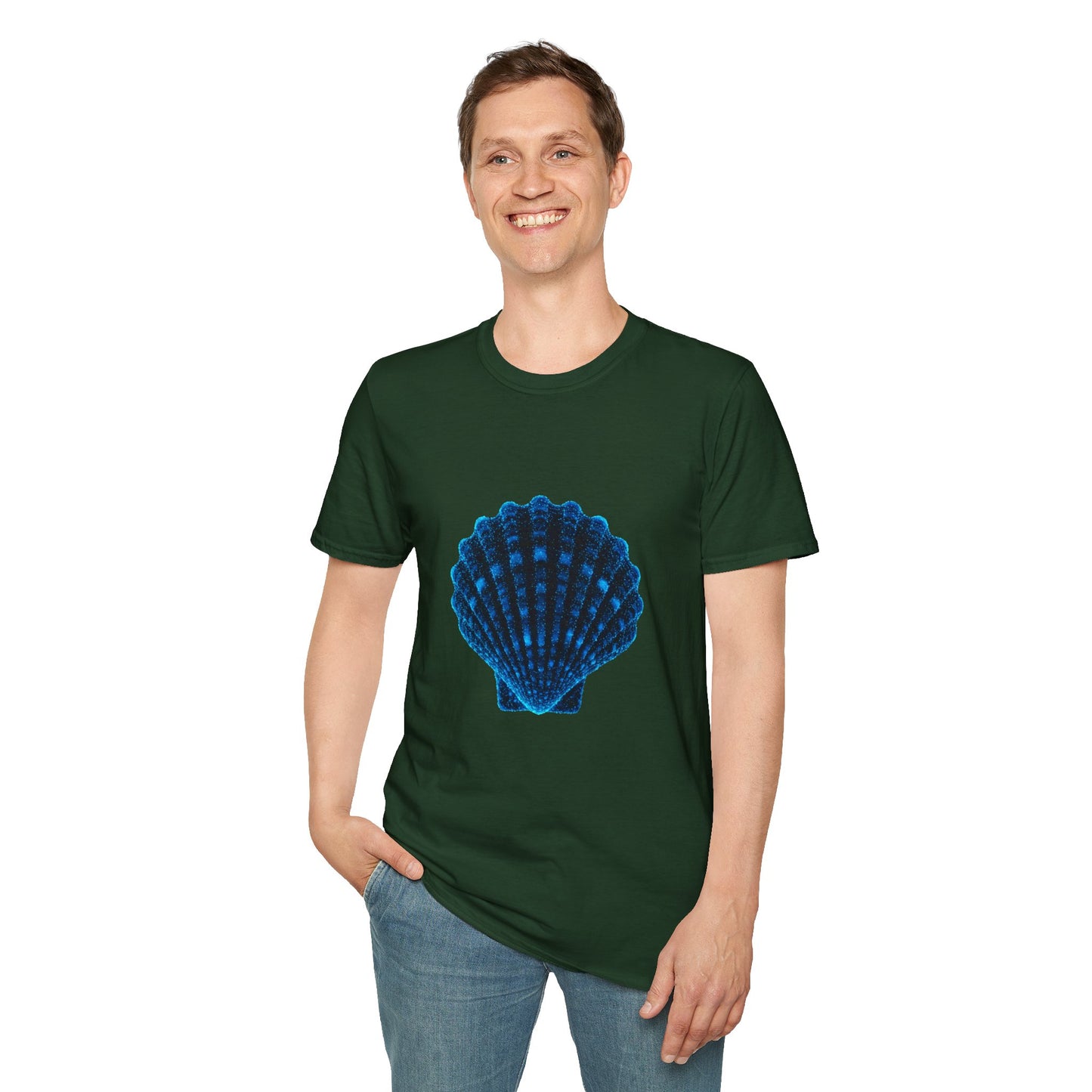 Geometric Digital Shell T‑Shirt • Nature Inspired Graphic Tee • Cottagecore, Y2K Nostalgia, Bold Minimalist Women & Men Gift
