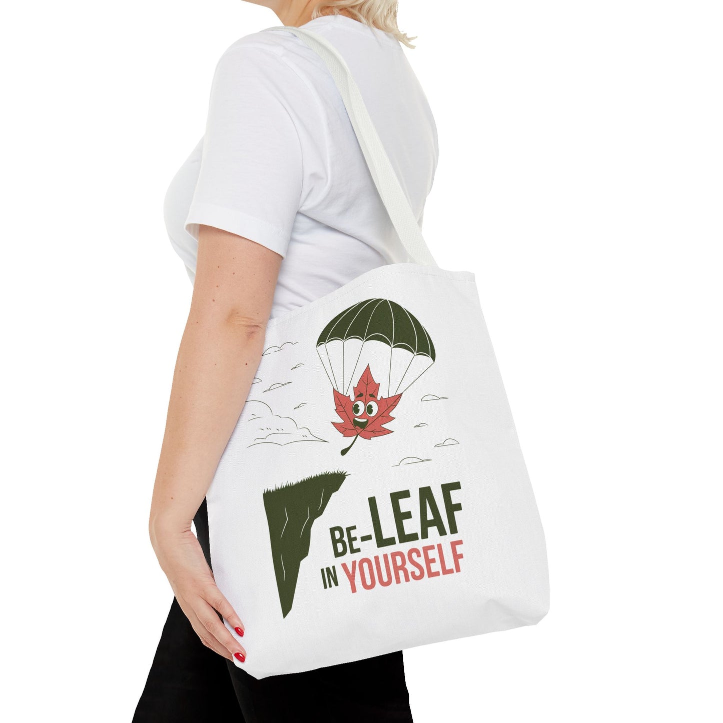 Tote Bag - Be-Leaf In Yourself Pun Design