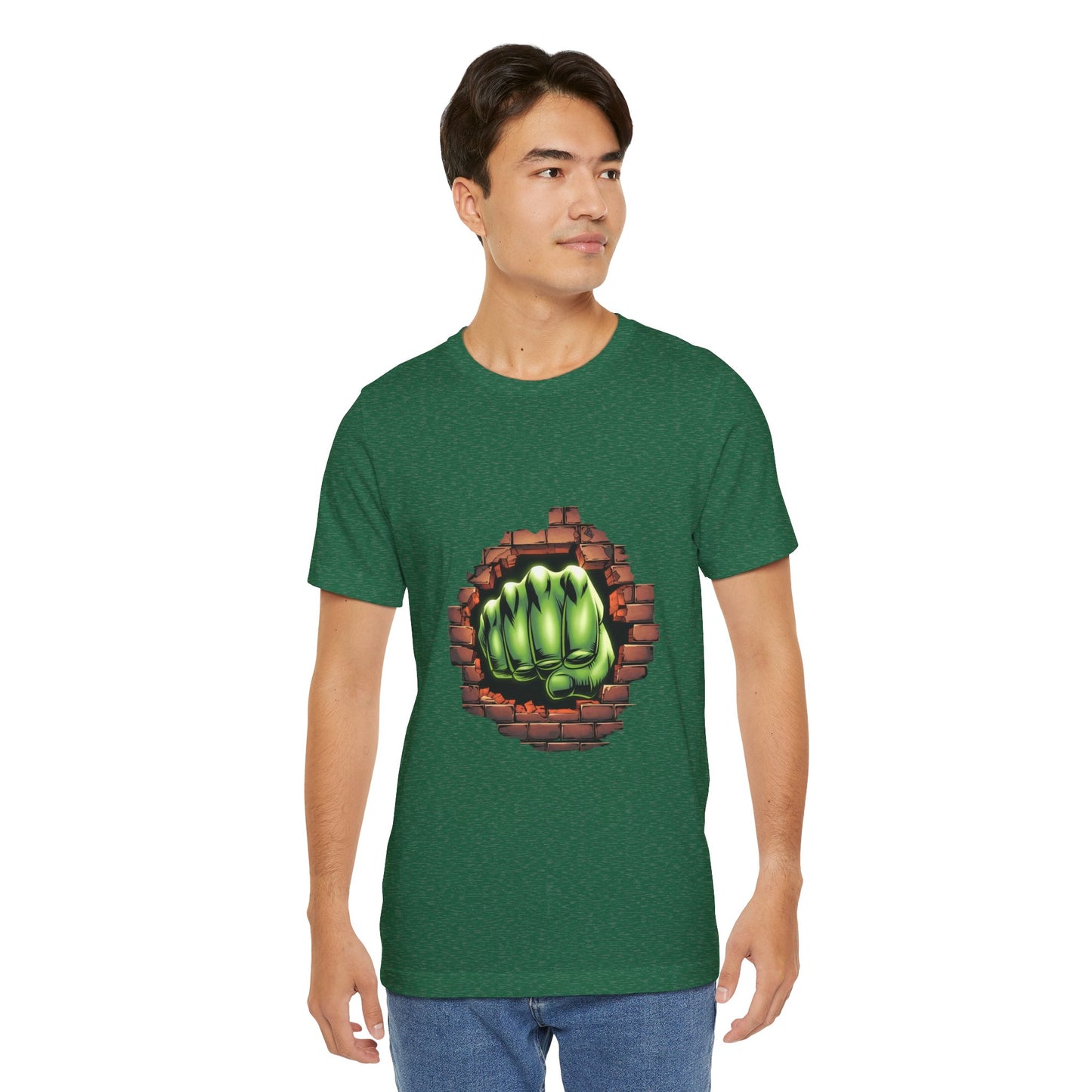 Green Hero Fist Graphic Tee – Superhero Shirt, Comic Pop Art, Gamer Gift, Y2K Dopamine Aesthetic, Funny Nerd Fashion, Unisex T‑shirt