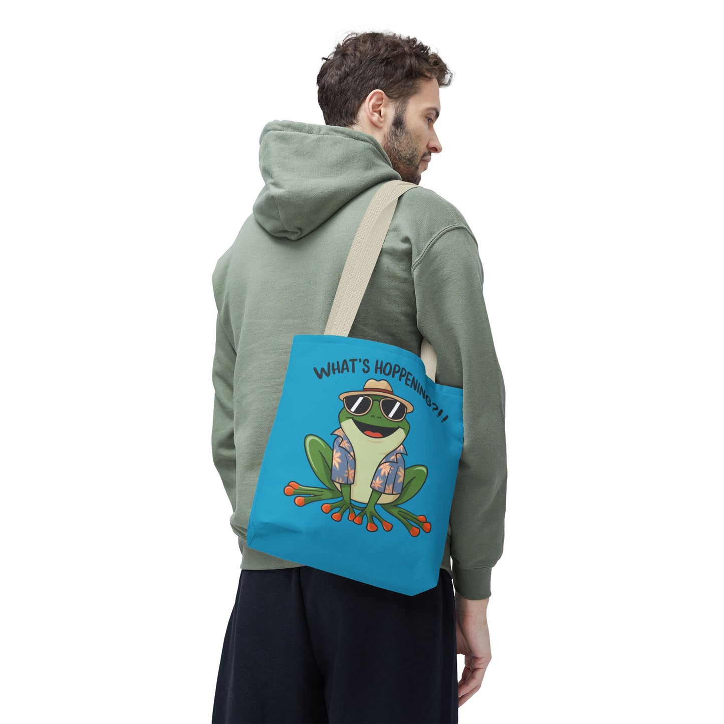 Frog Tote Bag - What's Hoppening Pun Design