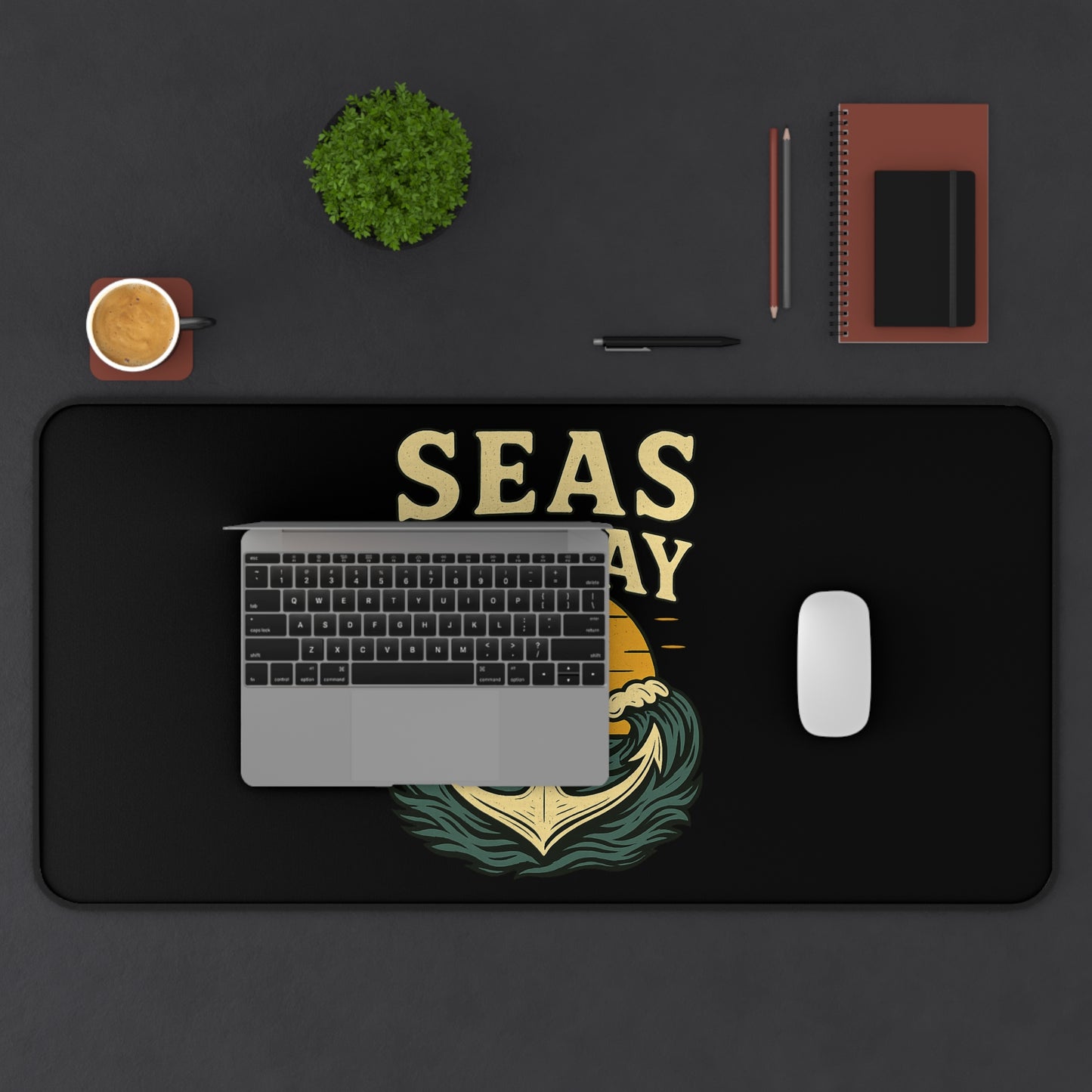 Seas the Day Mouse Pad – Nautical Desk Mat with Anchor Design | Funny Office Gift for Coworkers, Ocean Lovers & Home Office Setup