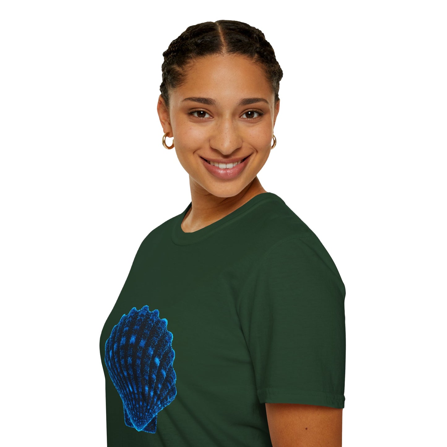 Geometric Digital Shell T‑Shirt • Nature Inspired Graphic Tee • Cottagecore, Y2K Nostalgia, Bold Minimalist Women & Men Gift
