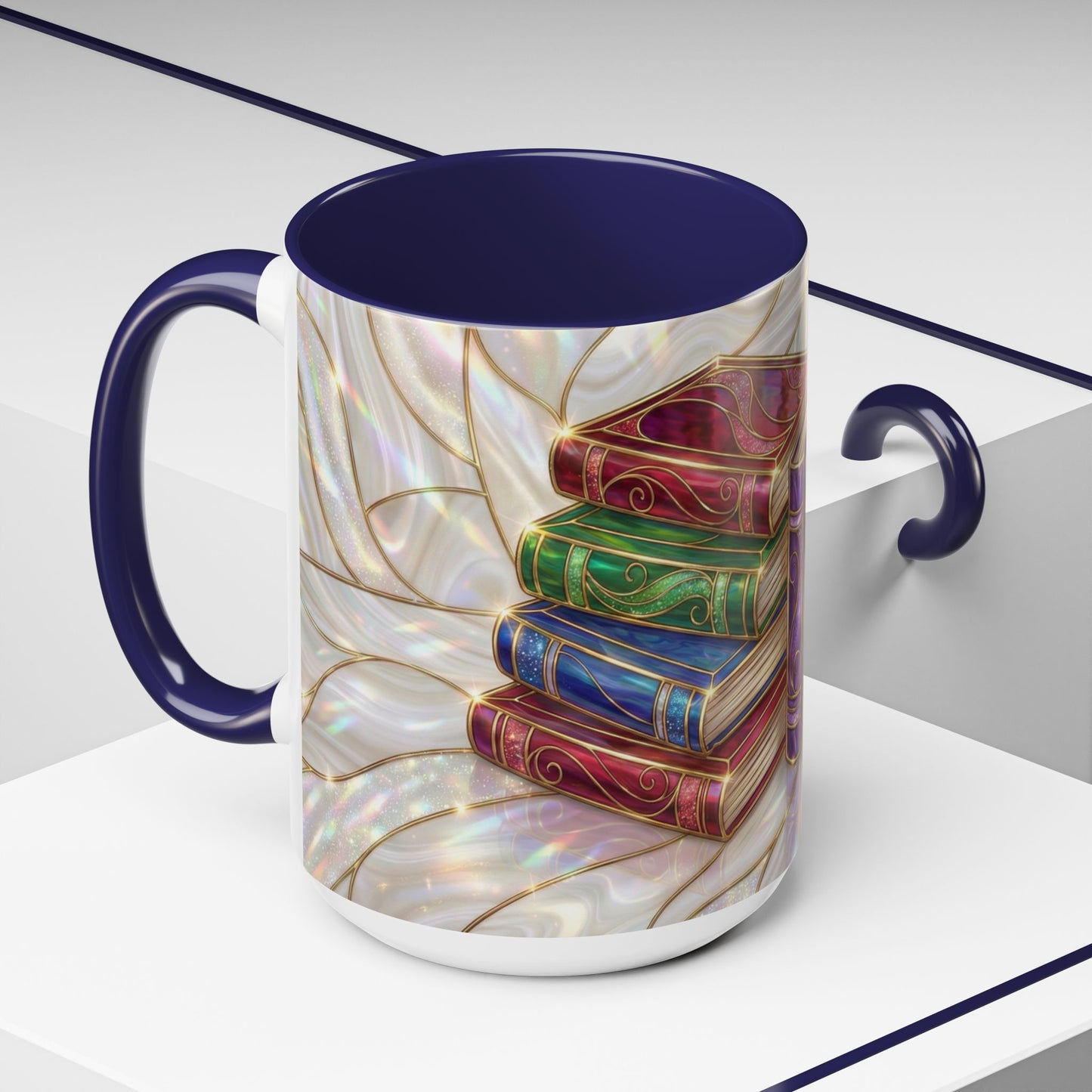 Book Lover Coffee Mug, Stained Glass Books Mug, Reading Gift For Bookworms, Library Aesthetic Mug, Booktok Mug, Ceramic Coffee Cup