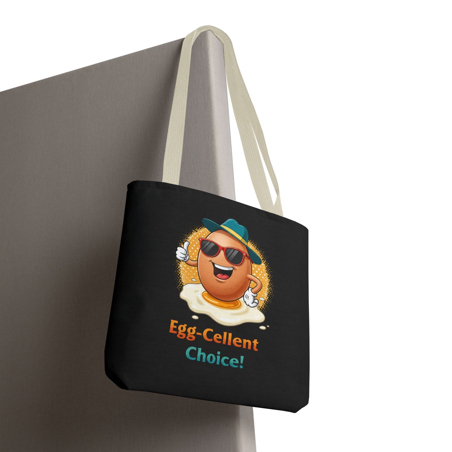 Tote Bag: Egg-Cellent Choice Thumbs Up Pun Design