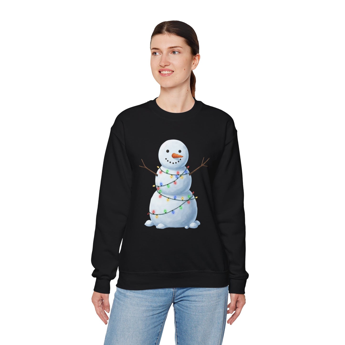 Cute Snowman Christmas Sweatshirt, Holiday Snowman Lights Sweater, Winter Snowman Crewneck, Cozy Christmas Gift, Festive Holiday Shirt