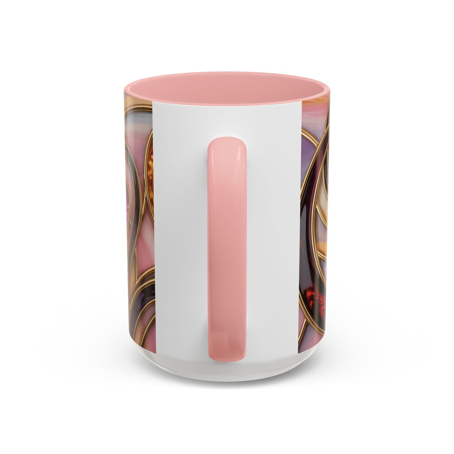 Stained Glass Heart Mug, Romantic Love Coffee Cup, Pink Red Gold Glass Style Mug, Valentine Gift For Her, Anniversary Wedding Decor