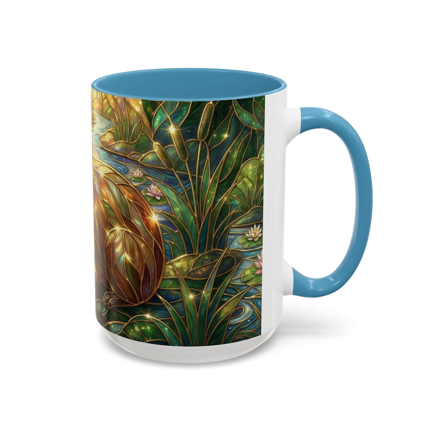 Capybara Coffee Mug, Stained Glass Capybara Art Mug, Cute Animal Lover Gift, Nature Inspired Ceramic Coffee Cup, Unique Wildlife Mug, 11oz 15oz