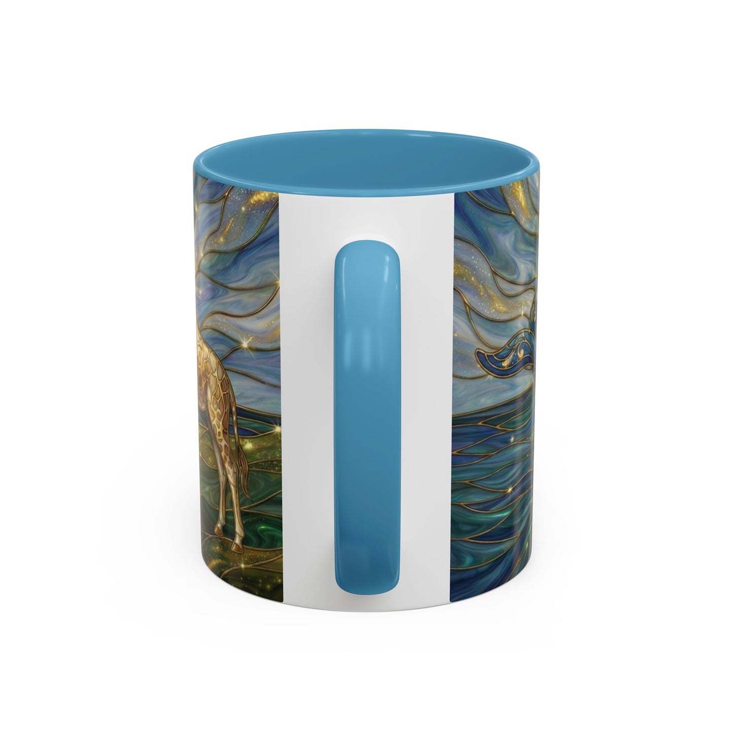 Whimsical Whale & Giraffe Accent Coffee Mug — Artistic Ocean-Sky Illustration (11/15oz)