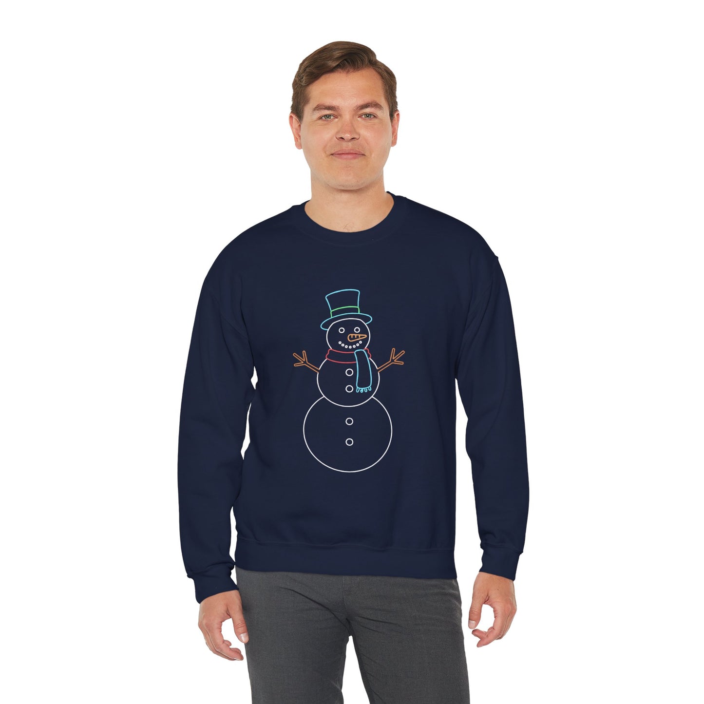 Snowman Sweatshirt, Black Snowman Crewneck, Holiday Winter Sweatshirt Unisex, Cute Snowman Gift for Her Him, Cozy Winter Fashion
