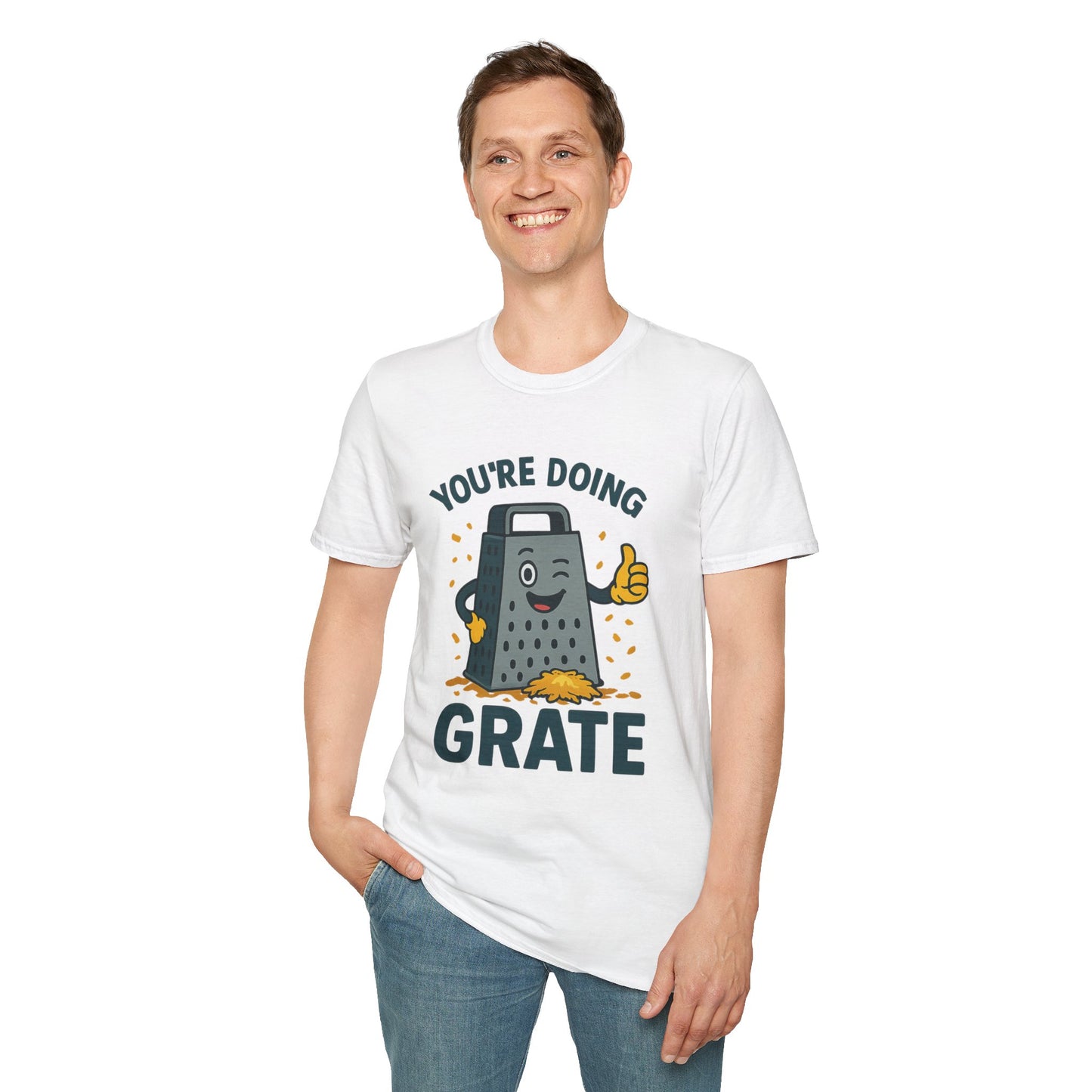 You’re Doing Grate Funny Cheese Grater Pun T-Shirt | Cute Kitchen Humor Graphic Tee | Encouragement Gift for Food & Pun Lovers
