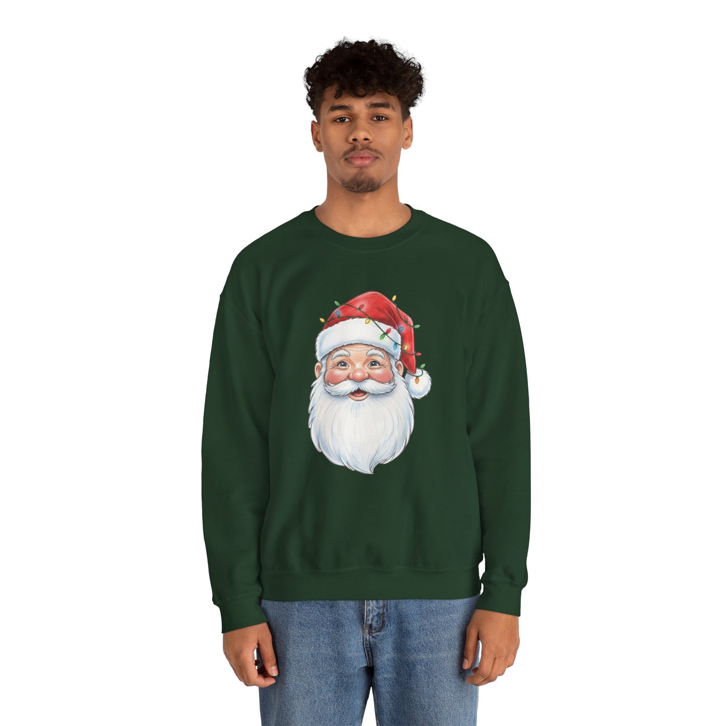 Santa Claus Christmas Sweatshirt, Vintage Santa Crewneck, Holiday Santa Face Sweater, Cute Christmas Lights Santa Shirt, Funny Xmas Sweatshirt