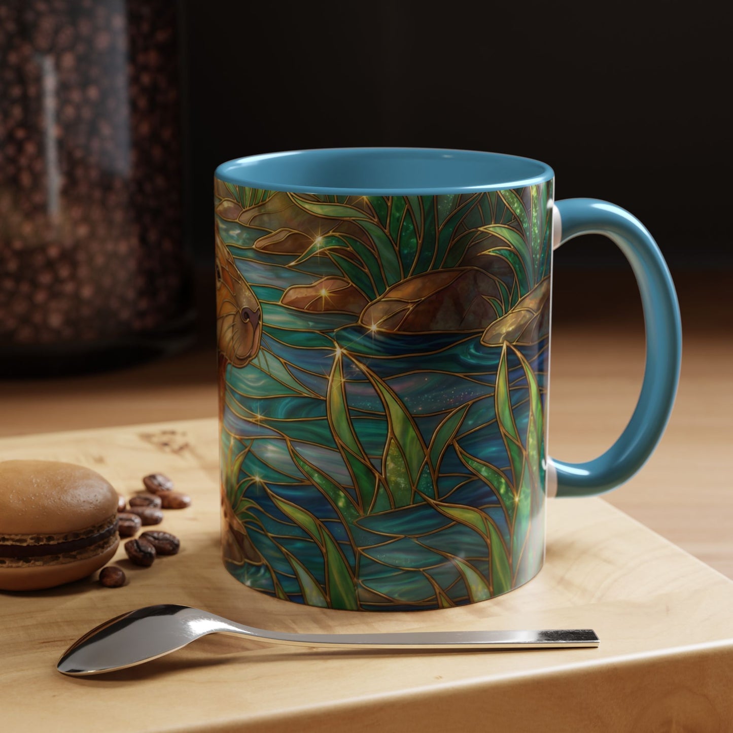 Capybara Coffee Mug, Stained Glass Capybara Mug, Cute Animal Art Mug, Nature Lover Gift, Unique Ceramic Coffee Cup, 11oz 15oz Wildlife Mug