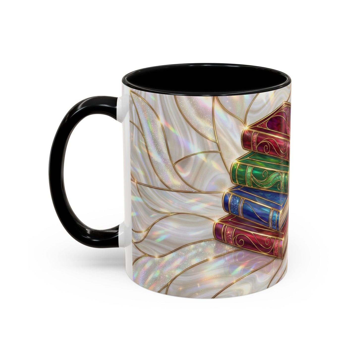 Book Lover Coffee Mug, Stained Glass Books Mug, Reading Gift For Bookworms, Library Aesthetic Mug, Booktok Mug, Ceramic Coffee Cup