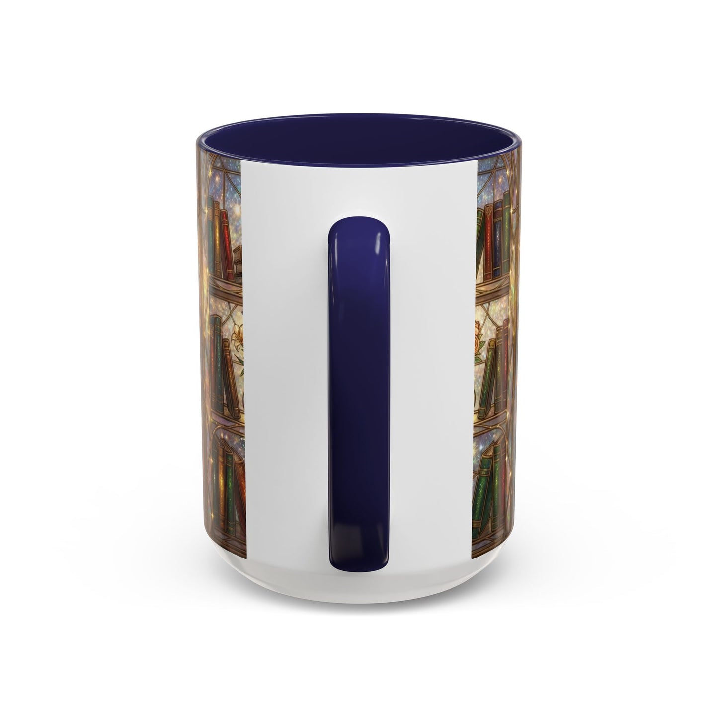 Stained Glass Books Mug, Book Lover Coffee Mug, Cozy Library Mug, Bookish Gift For Readers, Dark Academia Mug, Floral Bookshelf Cup