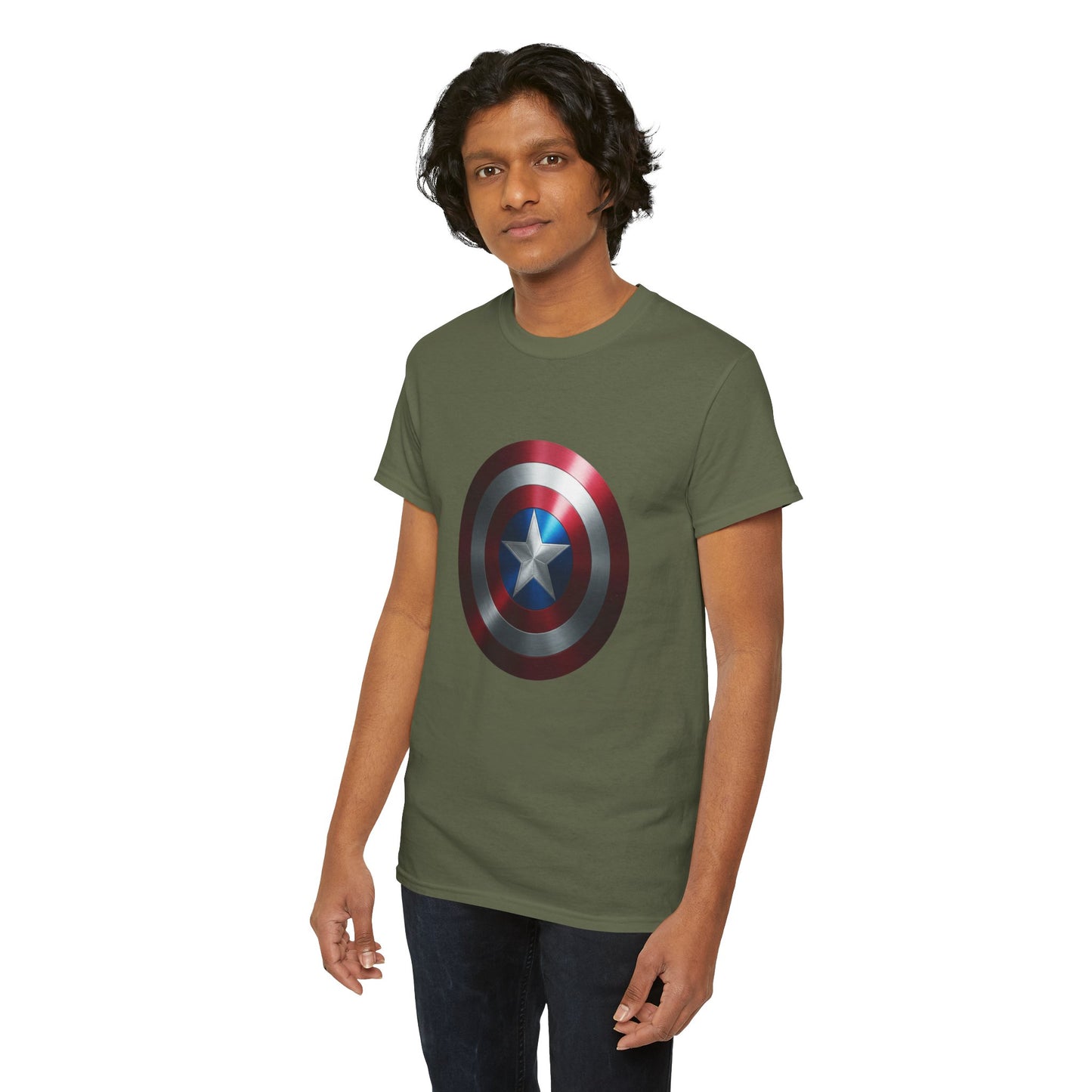 Patriotic Hero Shield Shirt – Star Emblem Graphic Tee – Super Soldier Gift – Comic Inspired Unisex Shirt – Cosplay Convention Top