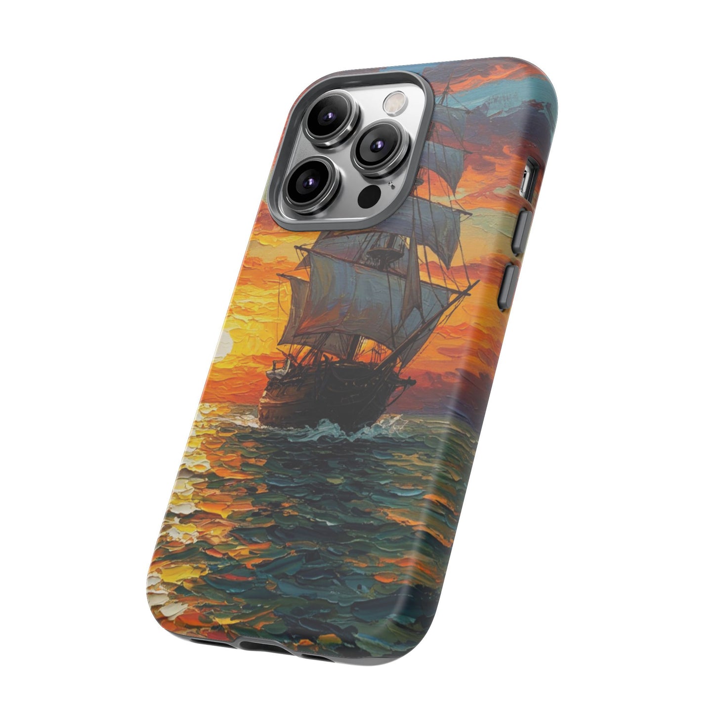iPhone Case - Ship Sailing at Sunset Design