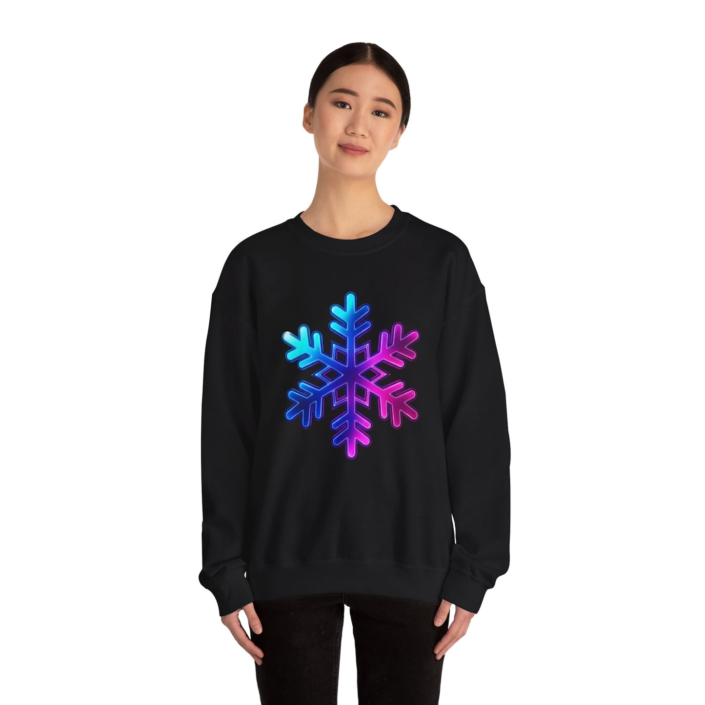 Blue Pink Gradient Snowflake Sweatshirt, Winter Aesthetic Pullover, Cozy Christmas Crewneck, Festive Holiday Sweater Gift for Her or Him