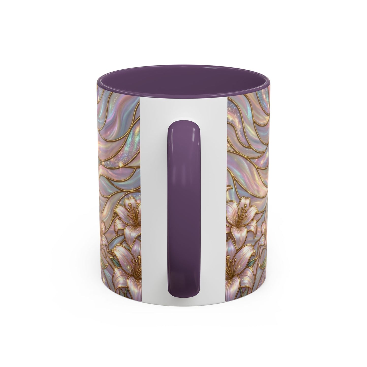 Stained Glass Cross Mug, Easter Lily Coffee Cup, Christian Gift for Women, Pastel Religious Drinkware, Dove and Faith Cup, Spiritual