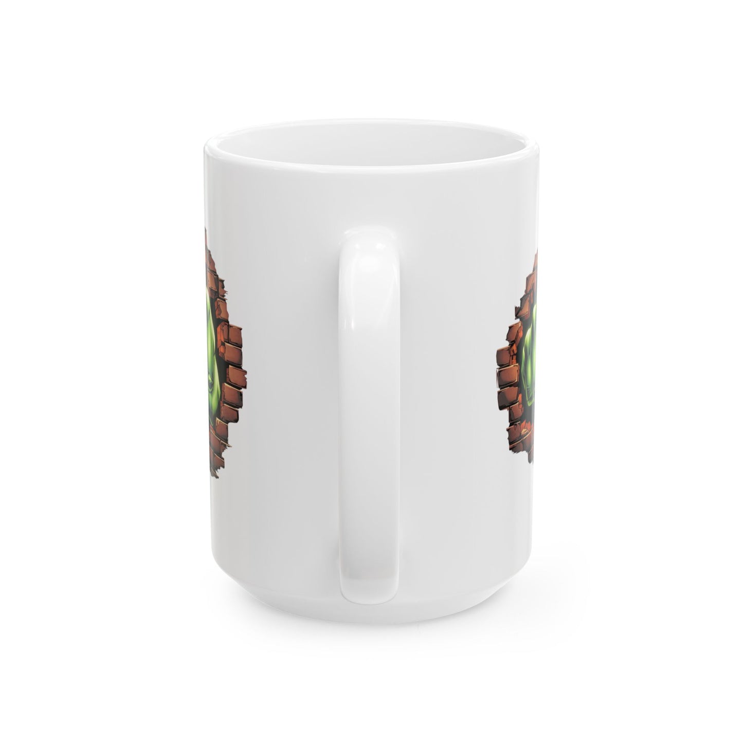 Smash Fist Mug – Green Fist Punching Through Wall Coffee Cup, Superhero Inspired Design, Dishwasher Safe, Funny Gift for Fans & Coffee Lovers