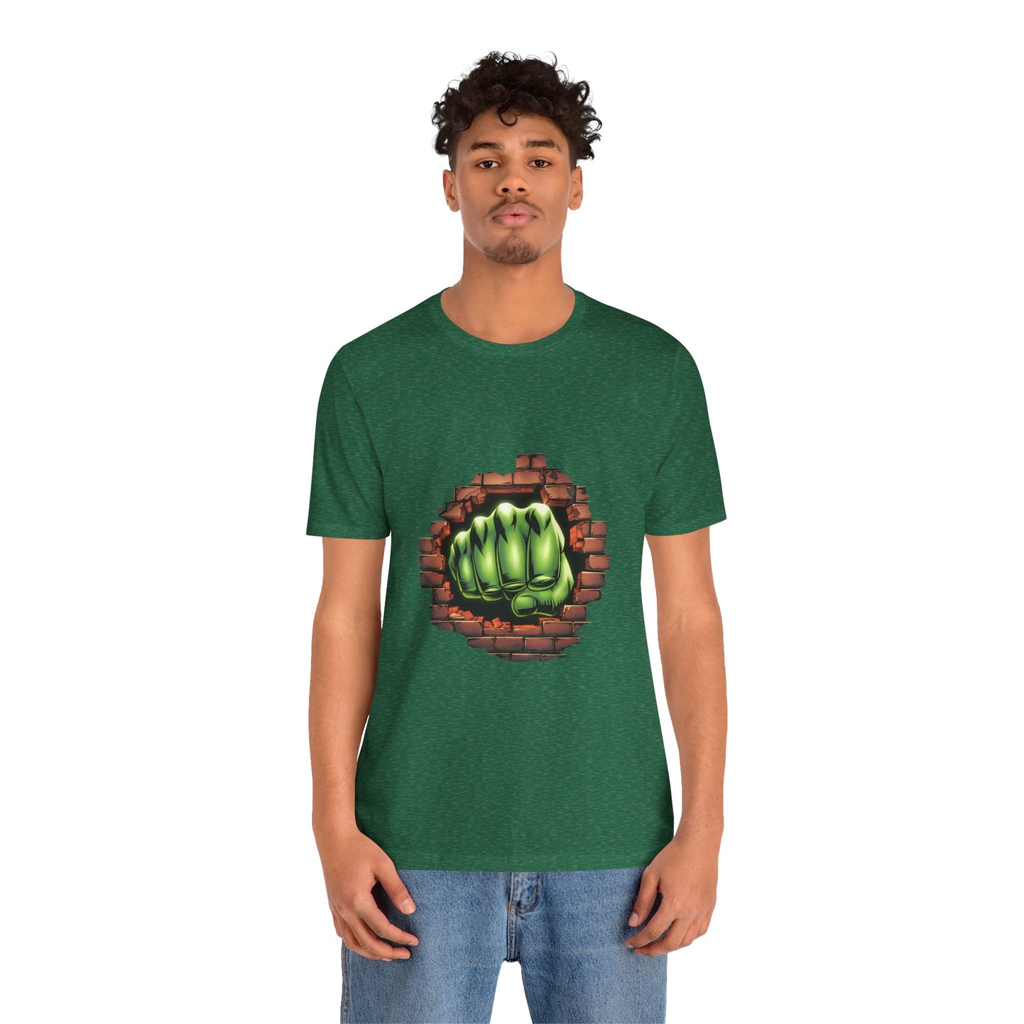 Green Hero Fist Graphic Tee – Superhero Shirt, Comic Pop Art, Gamer Gift, Y2K Dopamine Aesthetic, Funny Nerd Fashion, Unisex T‑shirt