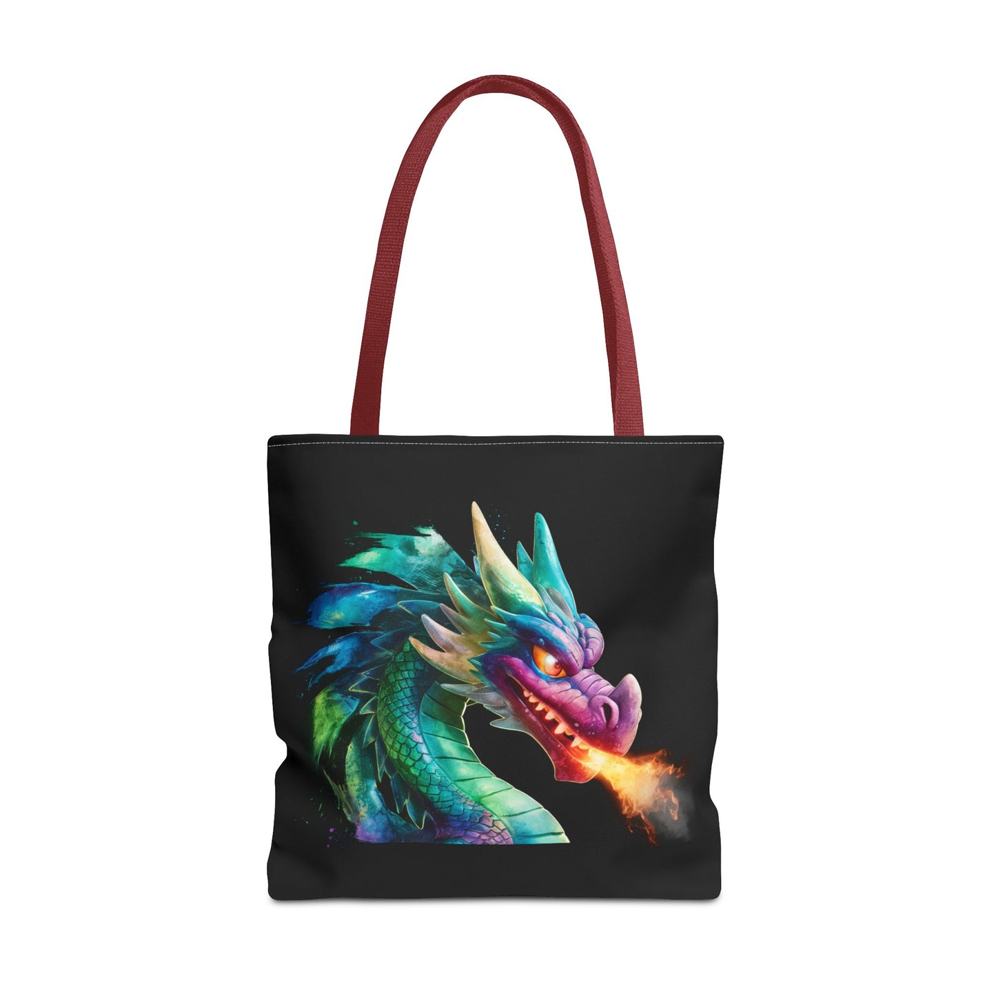 Double-Sided Fierce Dragon Canvas Tote - Colorful Fire-Breathing Fantasy, Eco Reusable Bag, Gift for Dragon Lover
