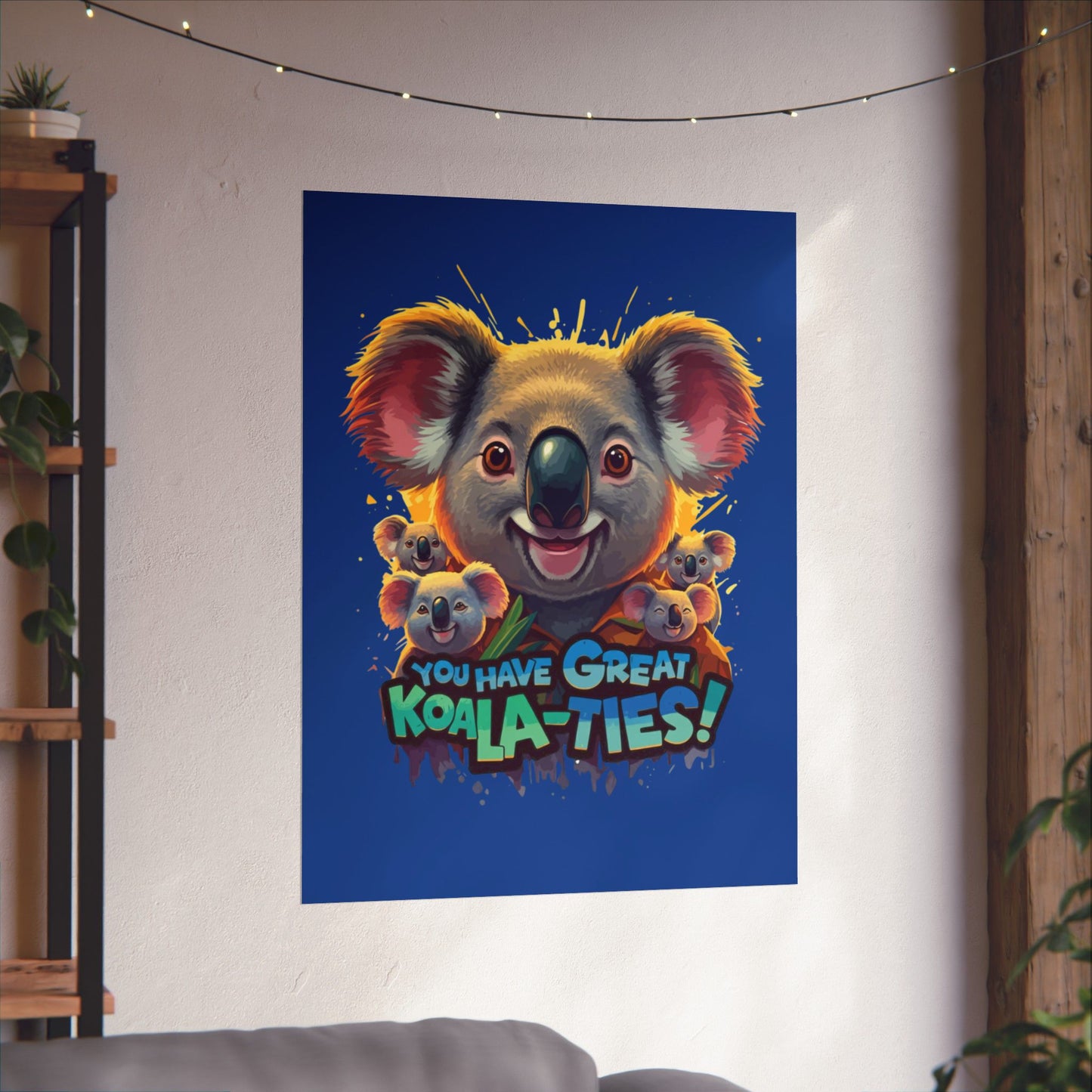 Vertical Poster - Great Koala-Ties Pun Design