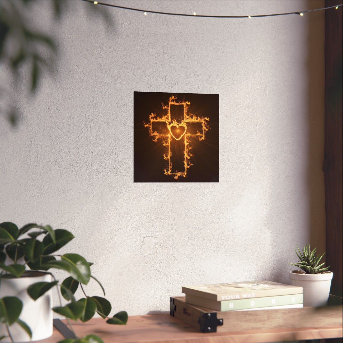 Spiritual Matte Vertical Posters - Fiery Cross Design