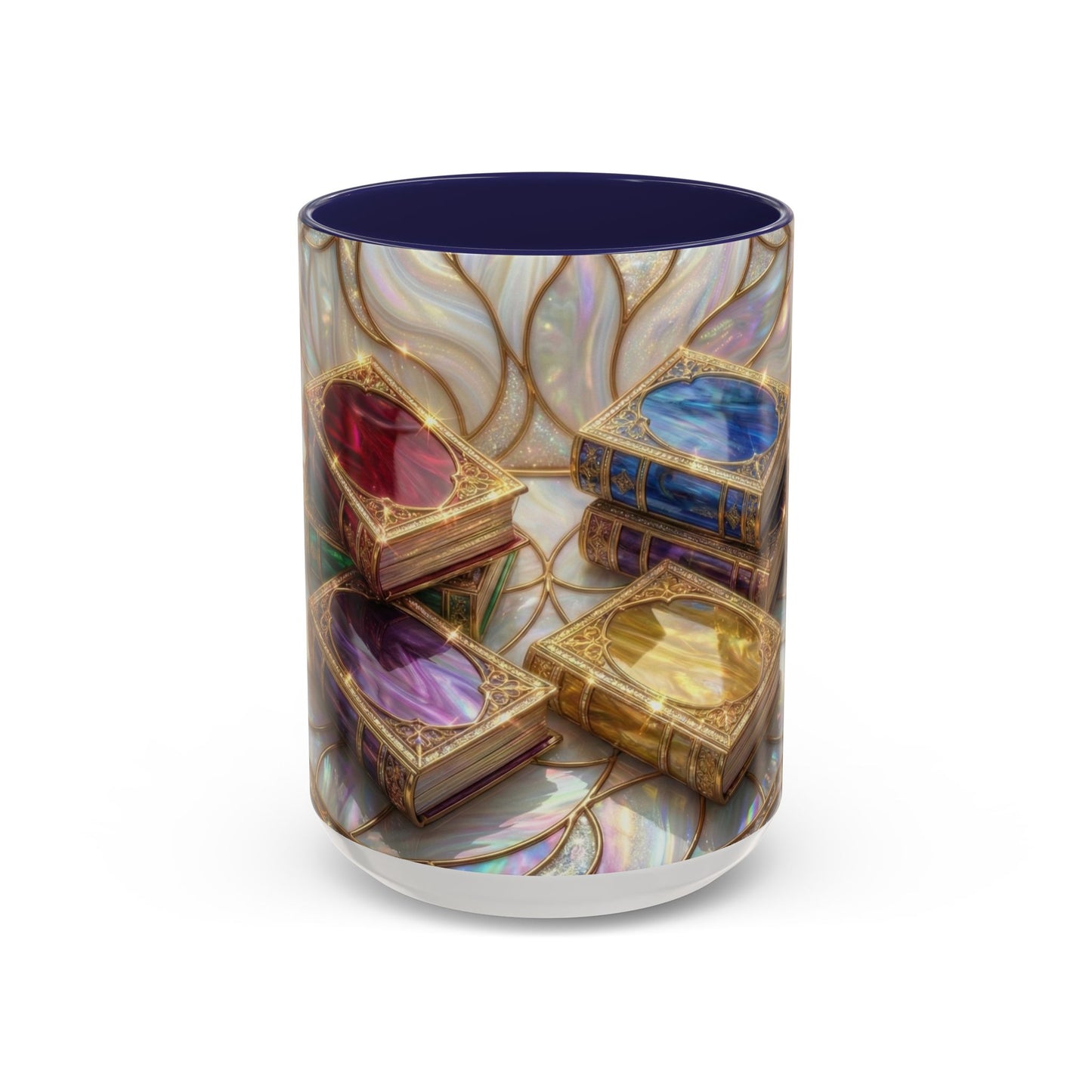 Stained Glass Book Mug, Fantasy Book Lover Coffee Cup, Magical Library Mug, Bookish Gift For Readers, Dark Academia Mug