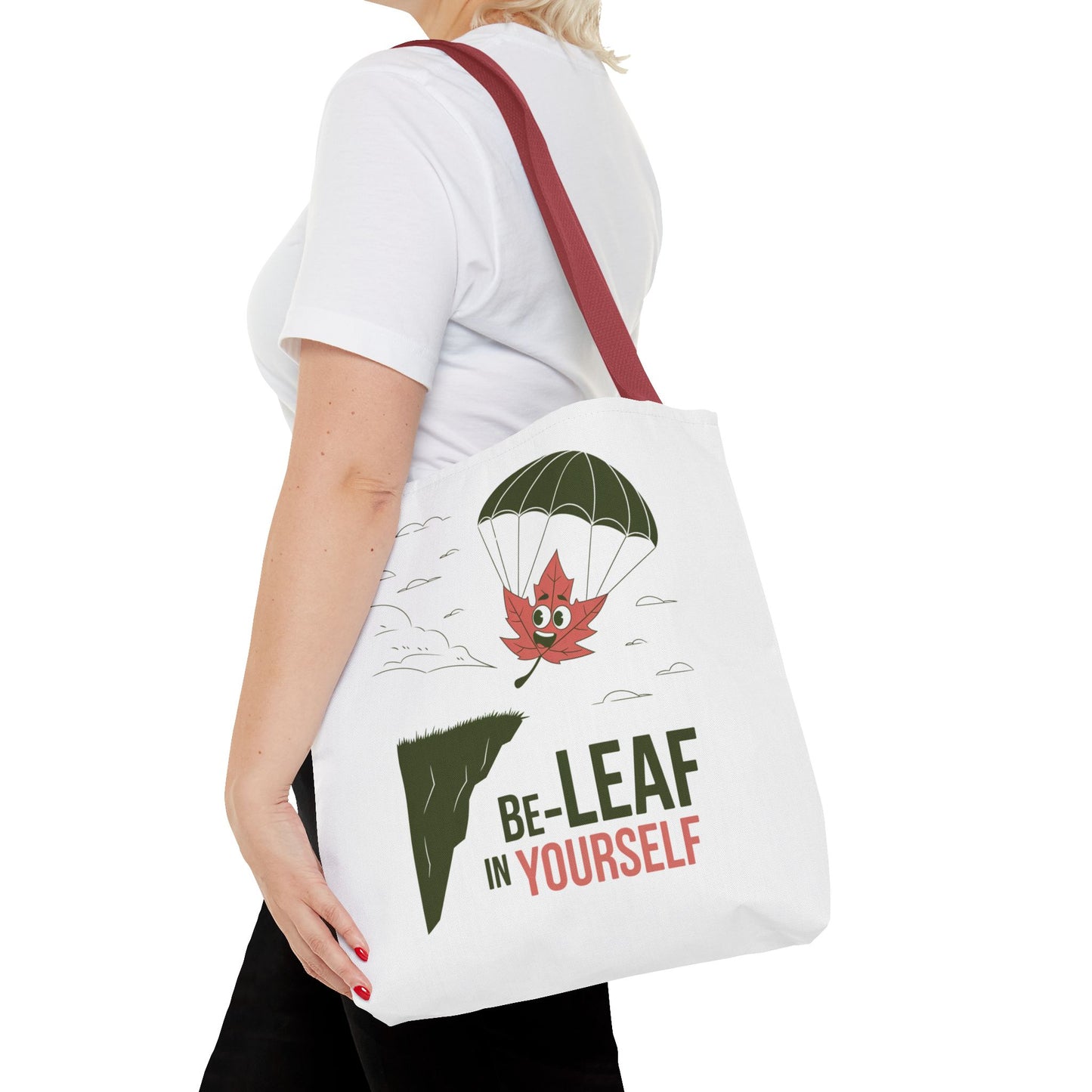 Tote Bag - Be-Leaf In Yourself Pun Design