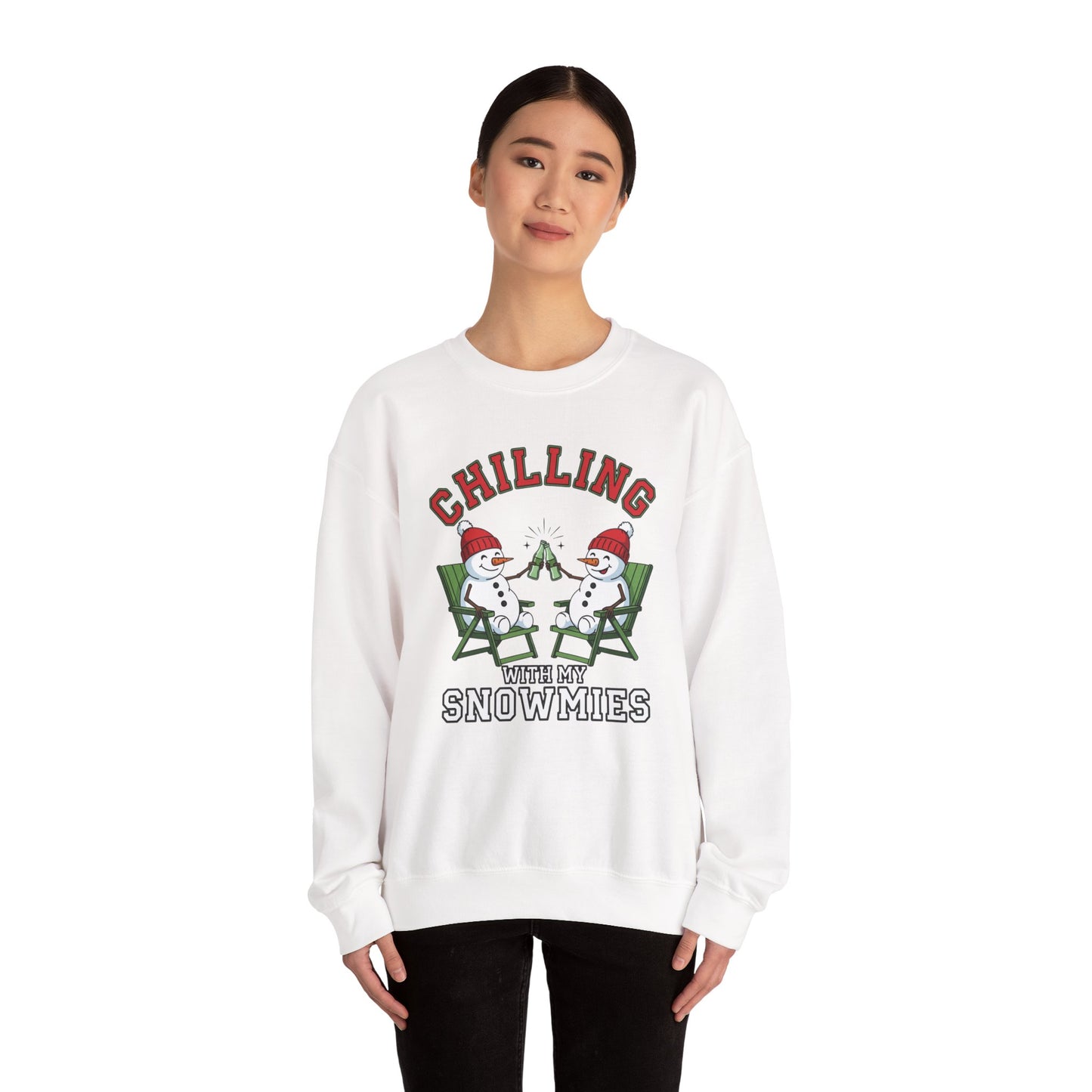 Chilling With My Snowmies Sweatshirt - Funny Christmas Snowman Sweater, Holiday Party Shirt, Cute Winter Gift, Matching Friends Xmas Top