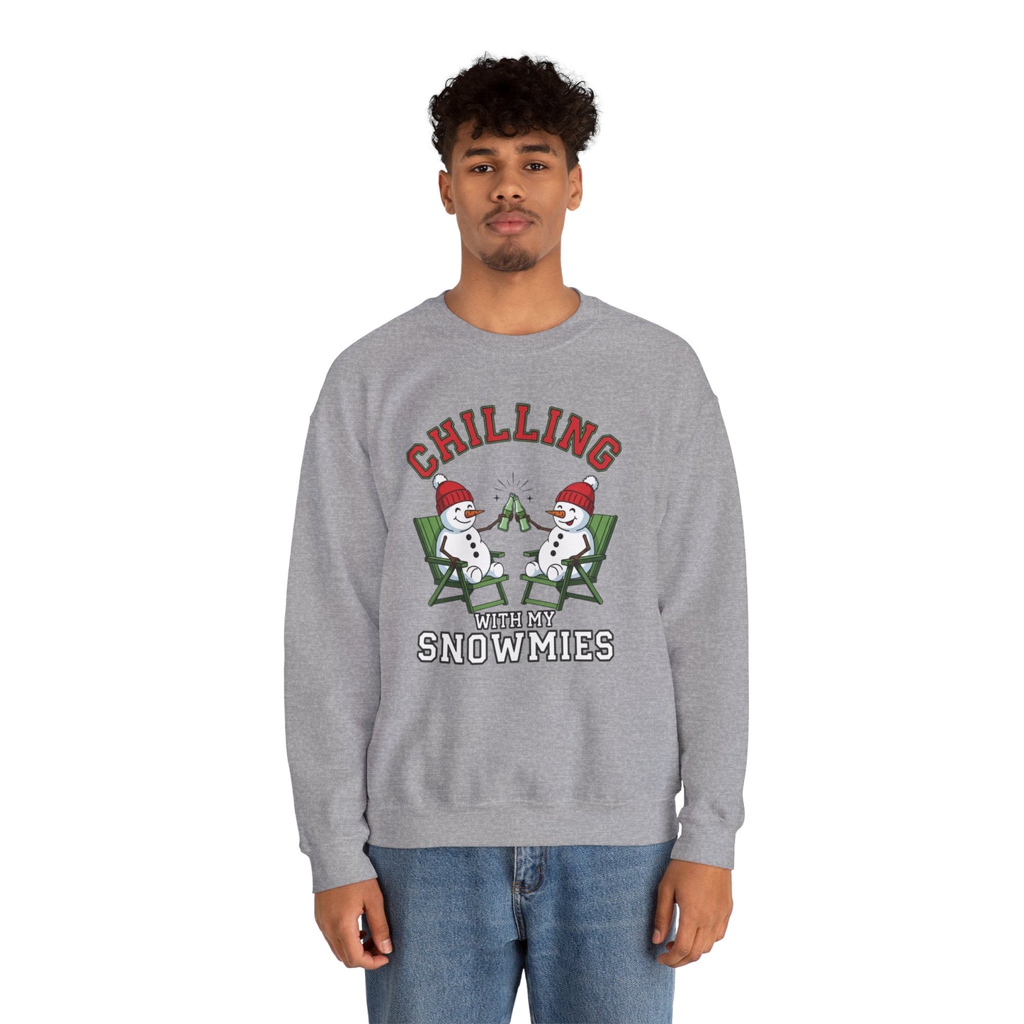 Chilling With My Snowmies Sweatshirt - Funny Christmas Snowman Sweater, Holiday Party Shirt, Cute Winter Gift, Matching Friends Xmas Top
