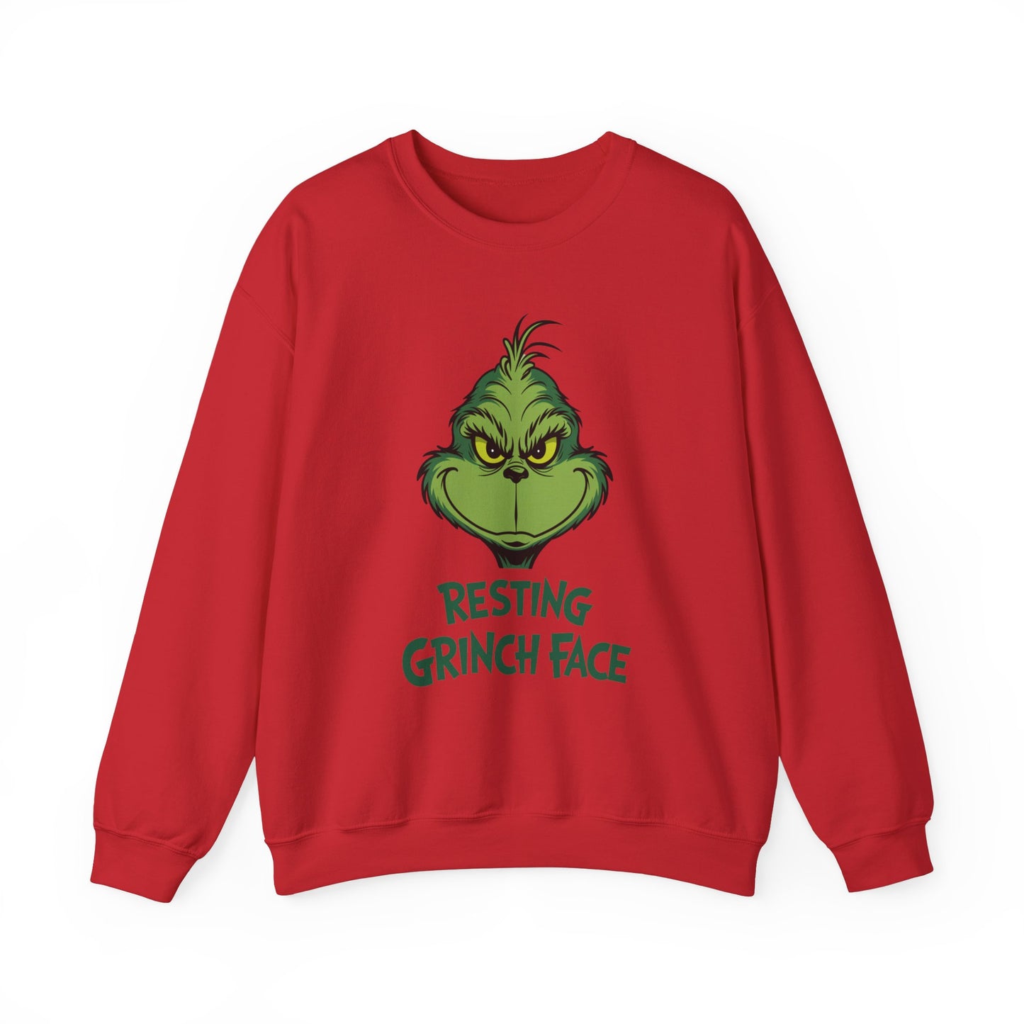 Resting Grinch Face Christmas Sweatshirt, Funny Holiday Sweater, Cozy Unisex Crewneck, Festive Grumpy Christmas Gift For Him Or Her