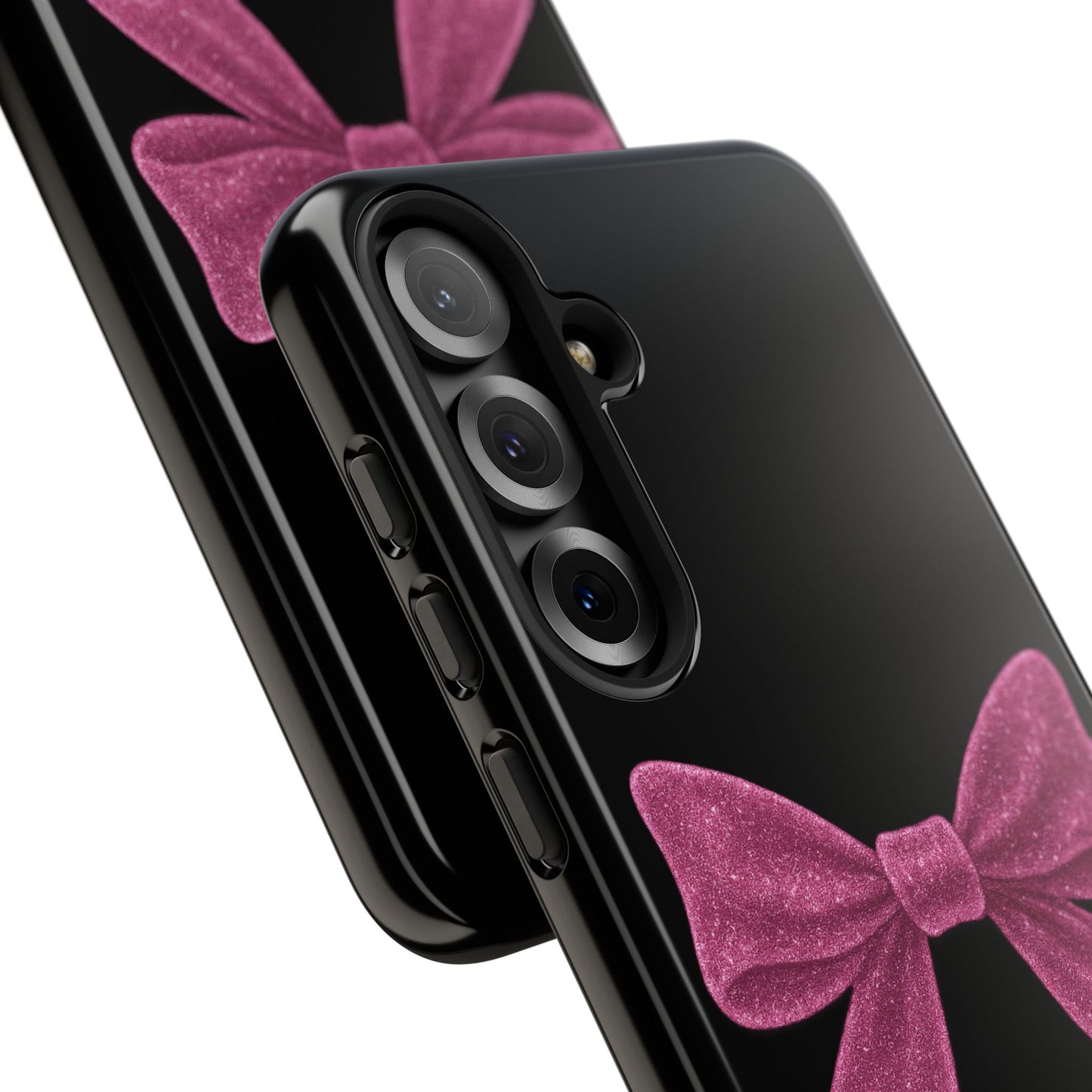 Pink Glitter Bow Samsung Case – Coquette Aesthetic Phone Cover – Girly Glossy Galaxy Case – Cute Soft Girl Tech Accessory – Kawaii Gift Idea