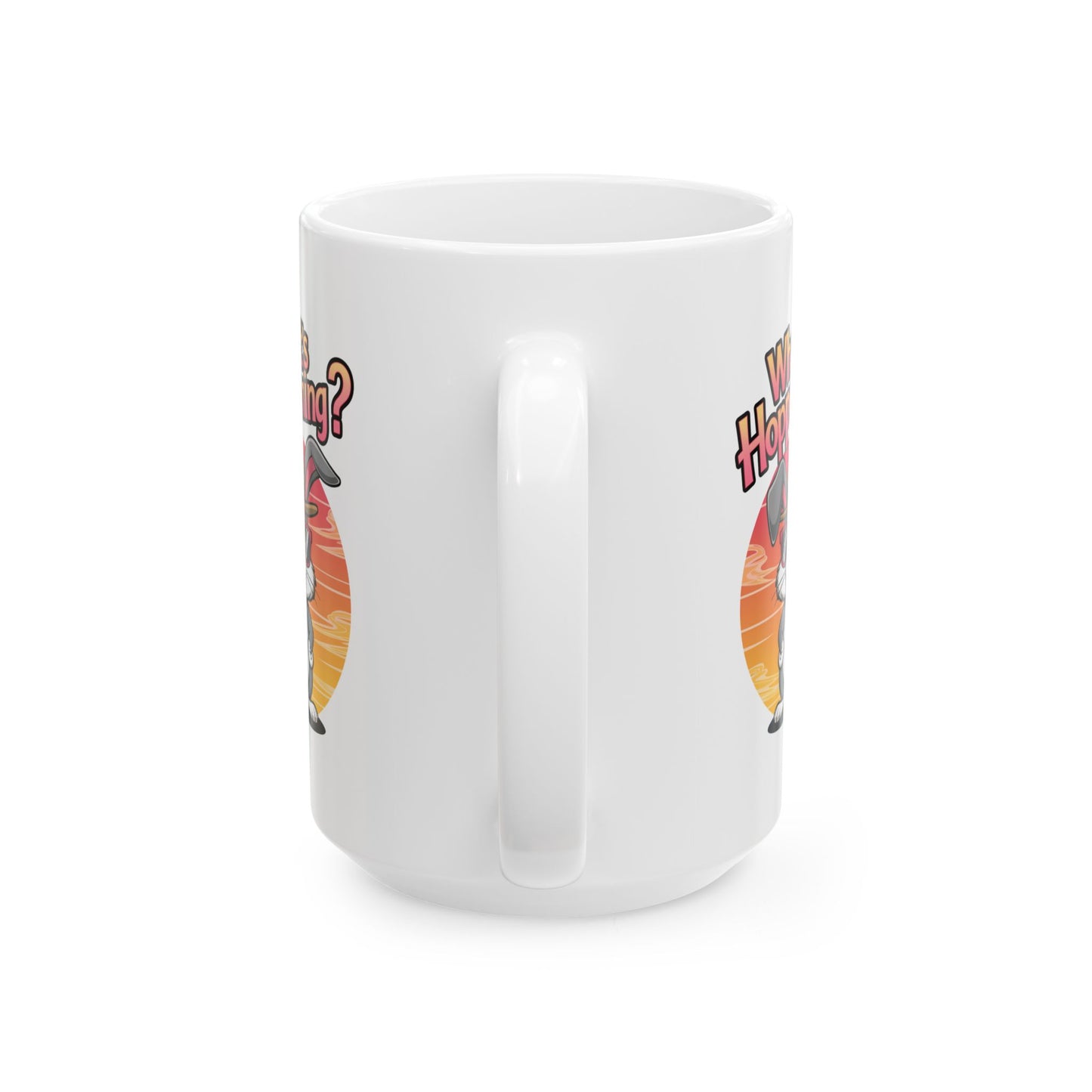 What’s Hoppening Funny Bunny Mug – Cute Rabbit Coffee Cup with Easter Pun, Dishwasher Safe Ceramic, Hilarious Gift for Animal Lovers & Friends