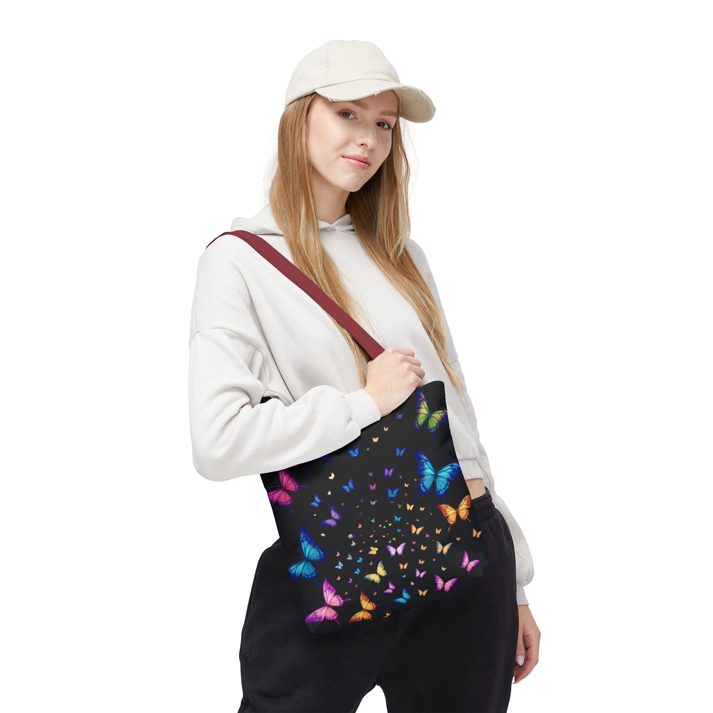 Butterfly Swarm Tote Bag – Colorful Rainbow Butterfly Tote, Aesthetic Canvas Bag, Nature-Inspired Gift, Magical Reusable Eco Purse