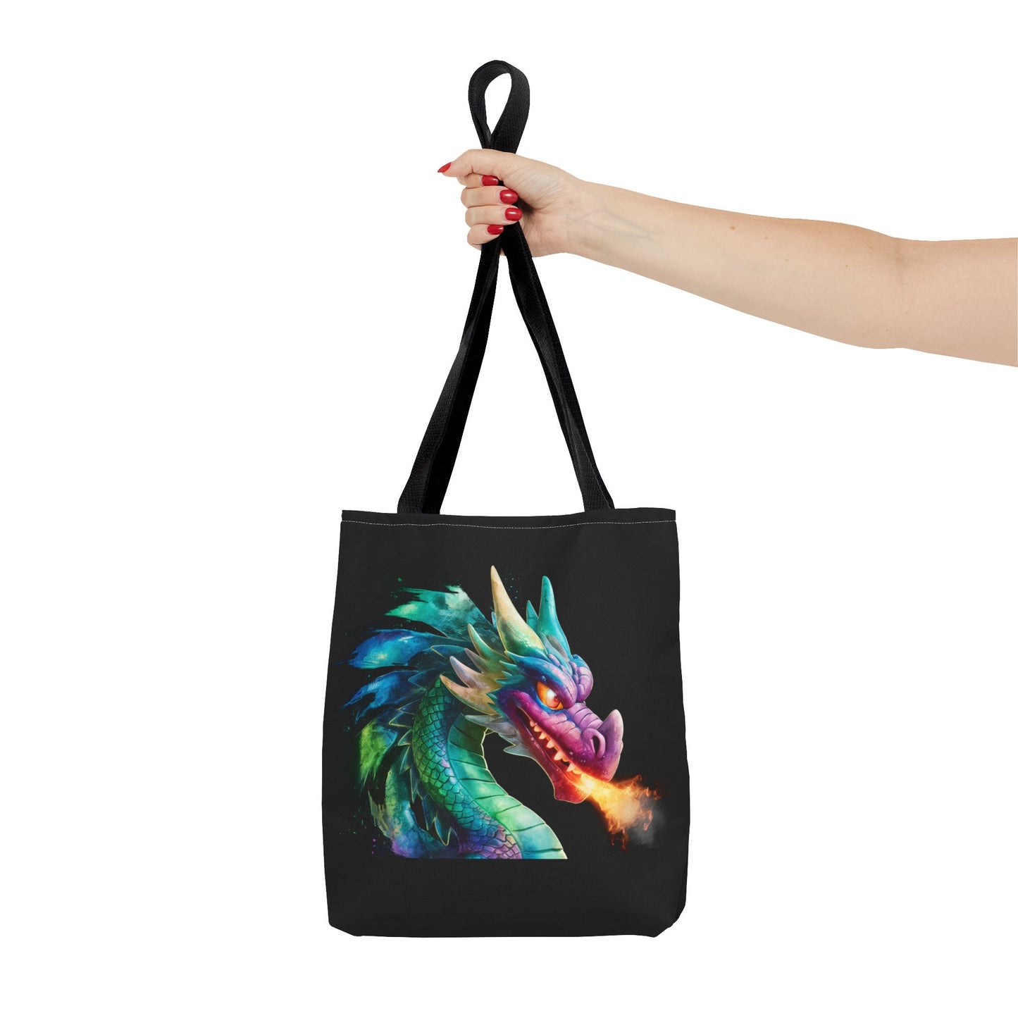 Double-Sided Fierce Dragon Canvas Tote - Colorful Fire-Breathing Fantasy, Eco Reusable Bag, Gift for Dragon Lover