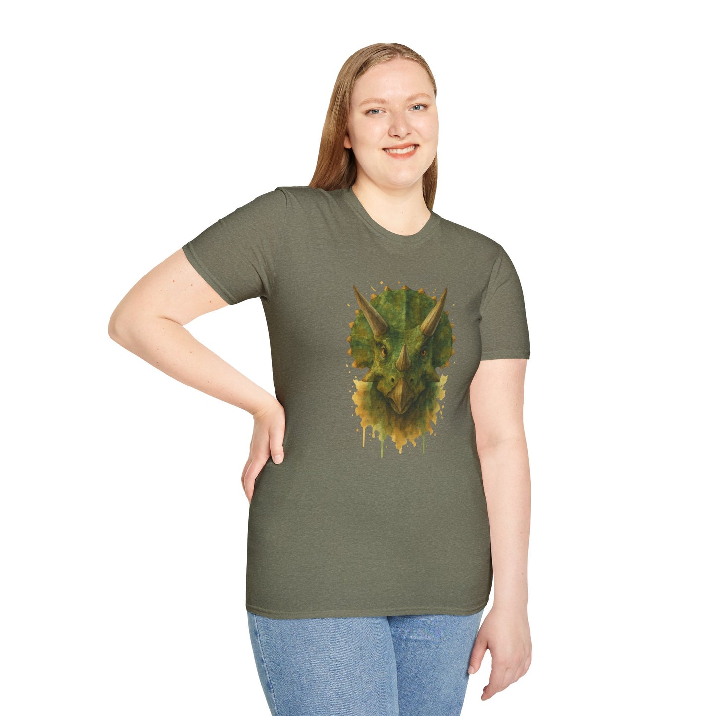 Watercolor Triceratops Dinosaur Shirt | Prehistoric Dino Tee for Women Men and Kids | Unique Gift, Nature Lover T-Shirt