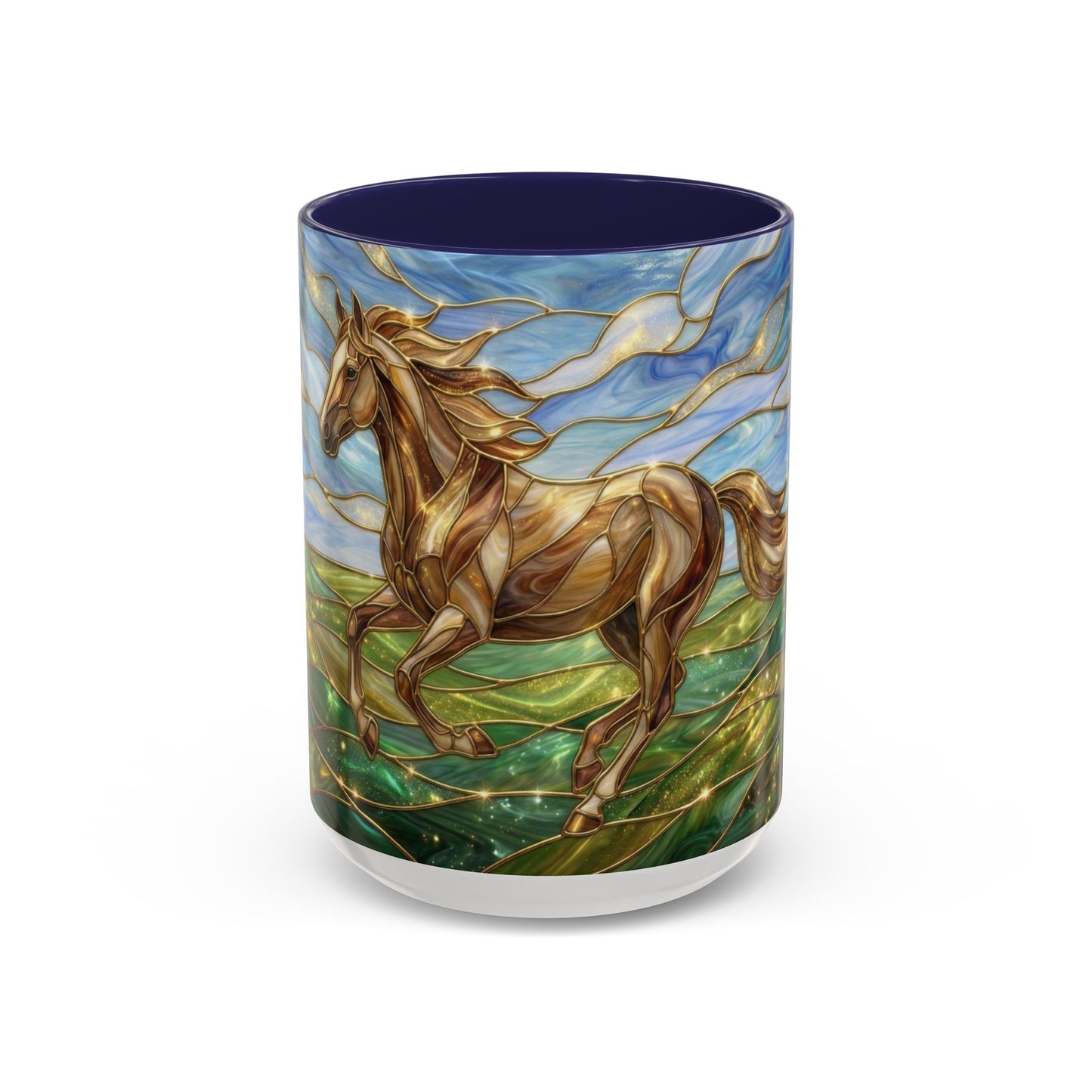 Stained Glass Horse Mug, Horse Coffee Mug, Running Horse Cup, Equestrian Gift Mug, Nature Art Mug, Horse Lover Gift