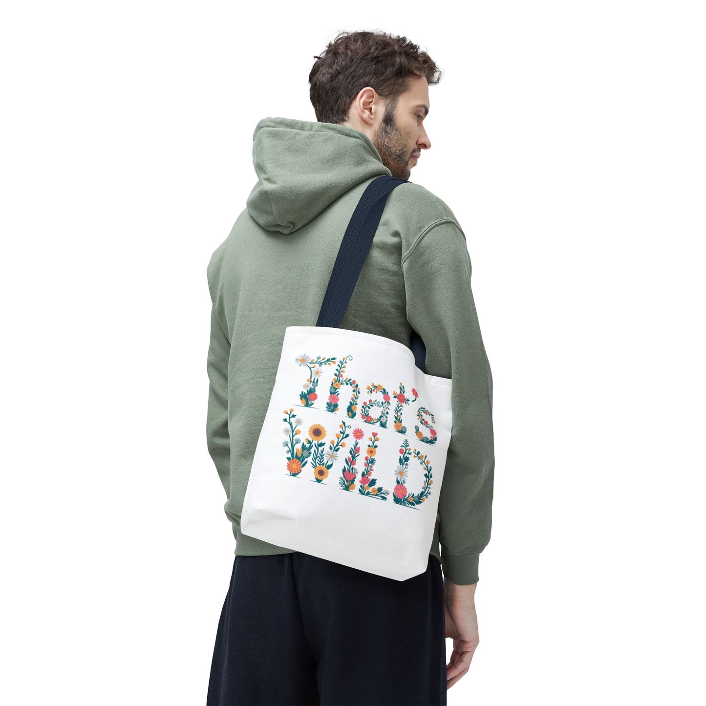That’s Wild Floral Tote Bag – Cute Boho Canvas Bag With Colorful Flower Lettering, Eco Reusable Shopping Tote, Nature Lover Gift For Everyday Style