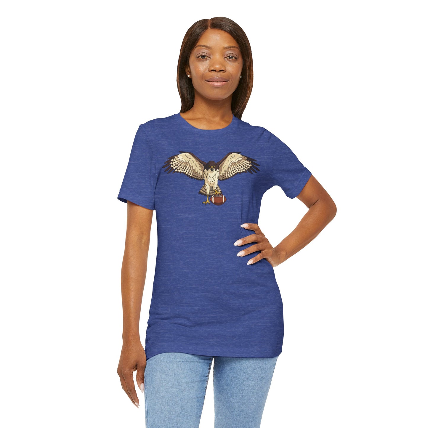 Hawk Football Shirt, Hawk Holding Football T Shirt, Football Mascot Tee, Bird Of Prey Shirt, Sports Fan Gift, Game Day Hawk Tee