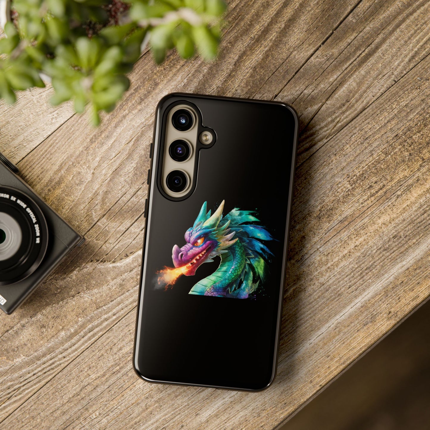Fire-Breathing Dragon Samsung Case - Tough Fantasy Art Cover - Dark Academia Aesthetic Geek Gift for Galaxy S23/S24/S25/Ultra