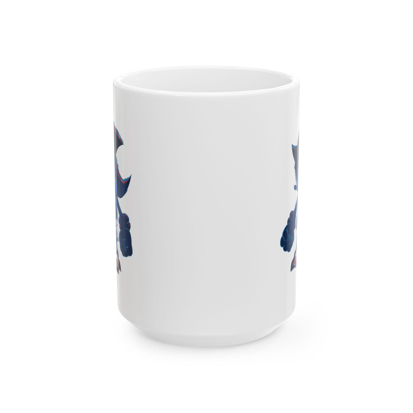 Blue Speed Hero Mug – Epic Gaming Hedgehog Coffee Cup with Dark Rival Silhouette – Video Game Inspired Gift for Fans & Collectors