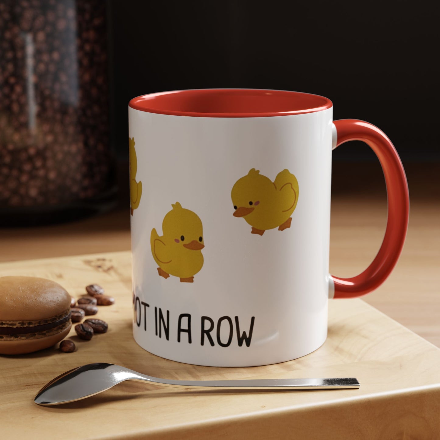 Funny Duck Mug, Cute Chick Coffee Cup, “Definitely Not In A Row” Mug, Cute Animal Lover Gift, Humor Tea Cup, Yellow Duck Kitchenware